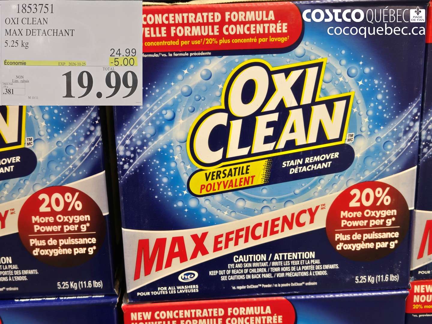 1853751 OXI CLEAN MAX DETACHANT ($5.00 INSTANT SAVINGS EXPIRES ON 2026-10-25) $19.99