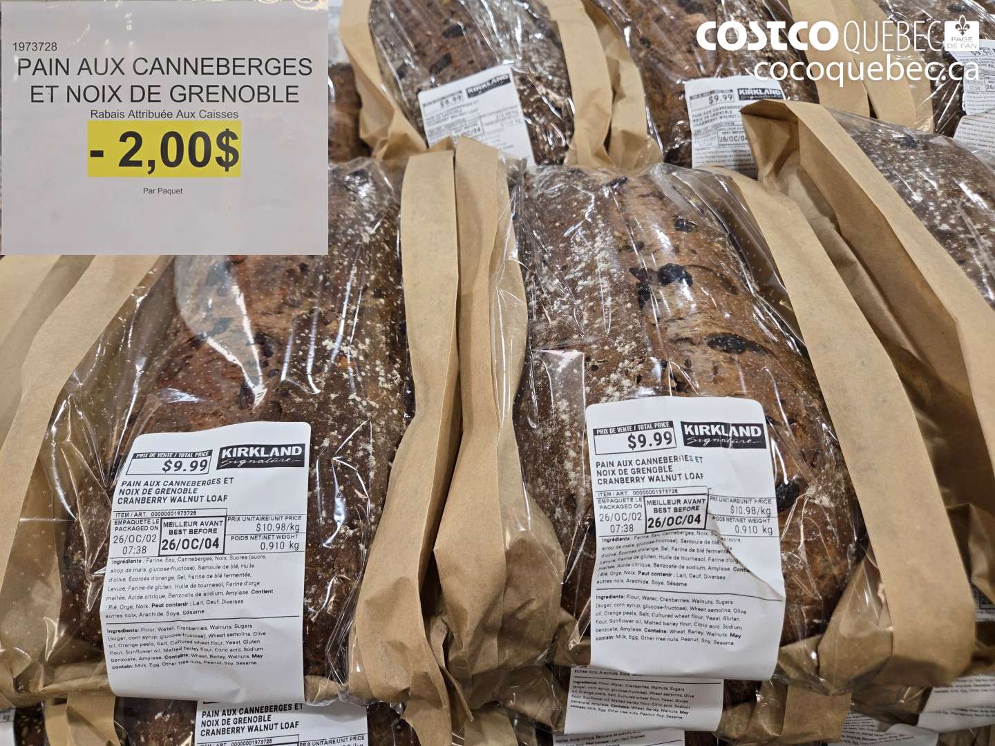 1973728 PAIN AUX CANNEBERGES ET NOIX DE GRENOBLE ($2.00 INSTANT SAVINGS)