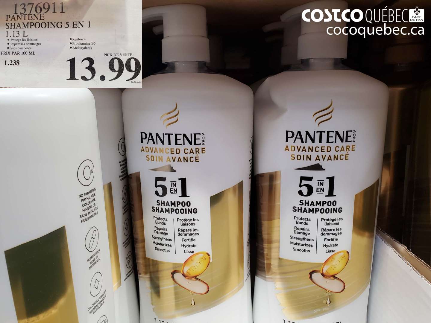 1376911 PANTENE SHAMPOOING 5 EN 1 1.13 L $13.99