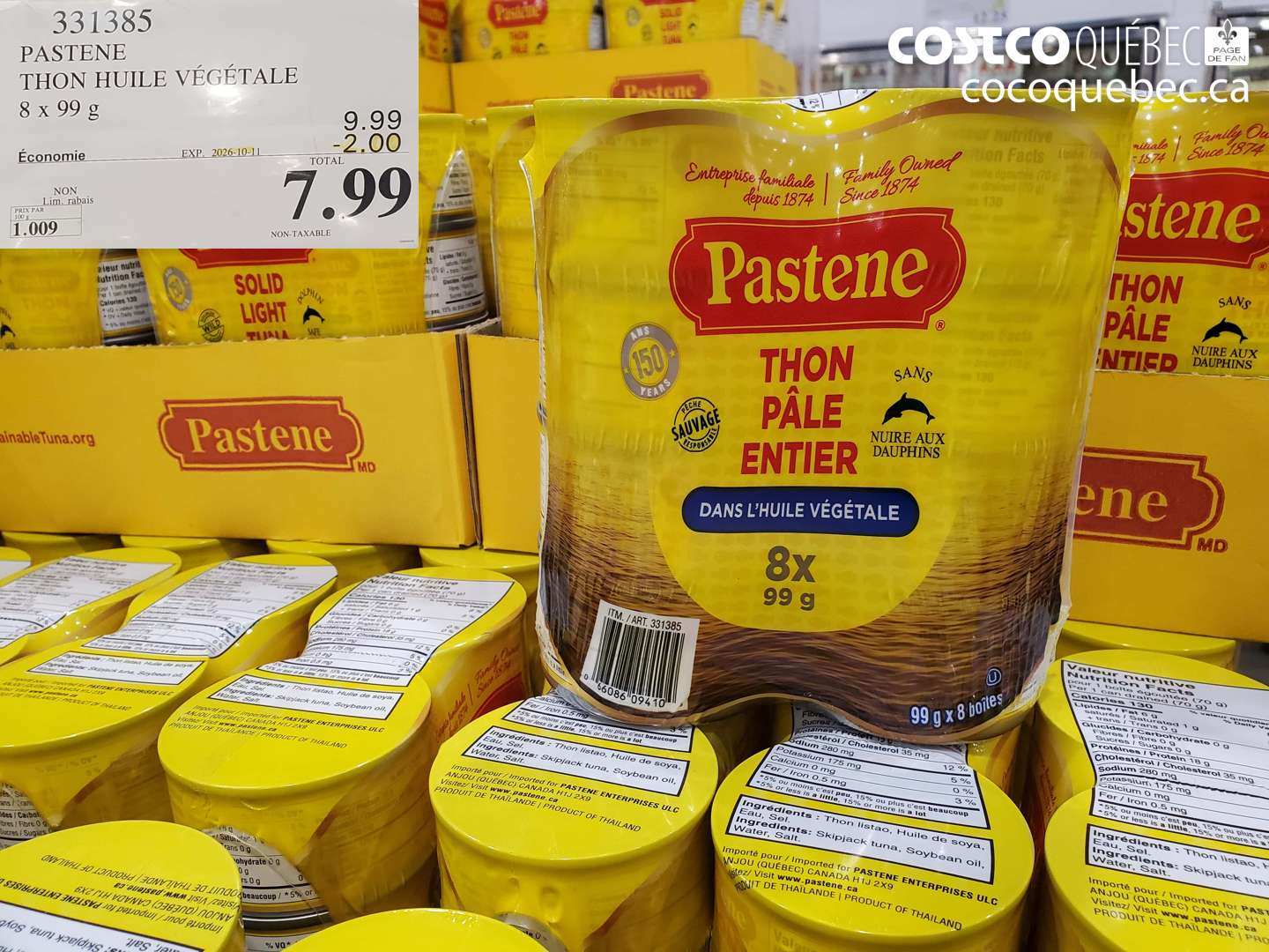 331385 PASTENE THON HUILE VÉGÉTALE ($2.00 INSTANT SAVINGS EXPIRES ON 2026-10-11) $7.99