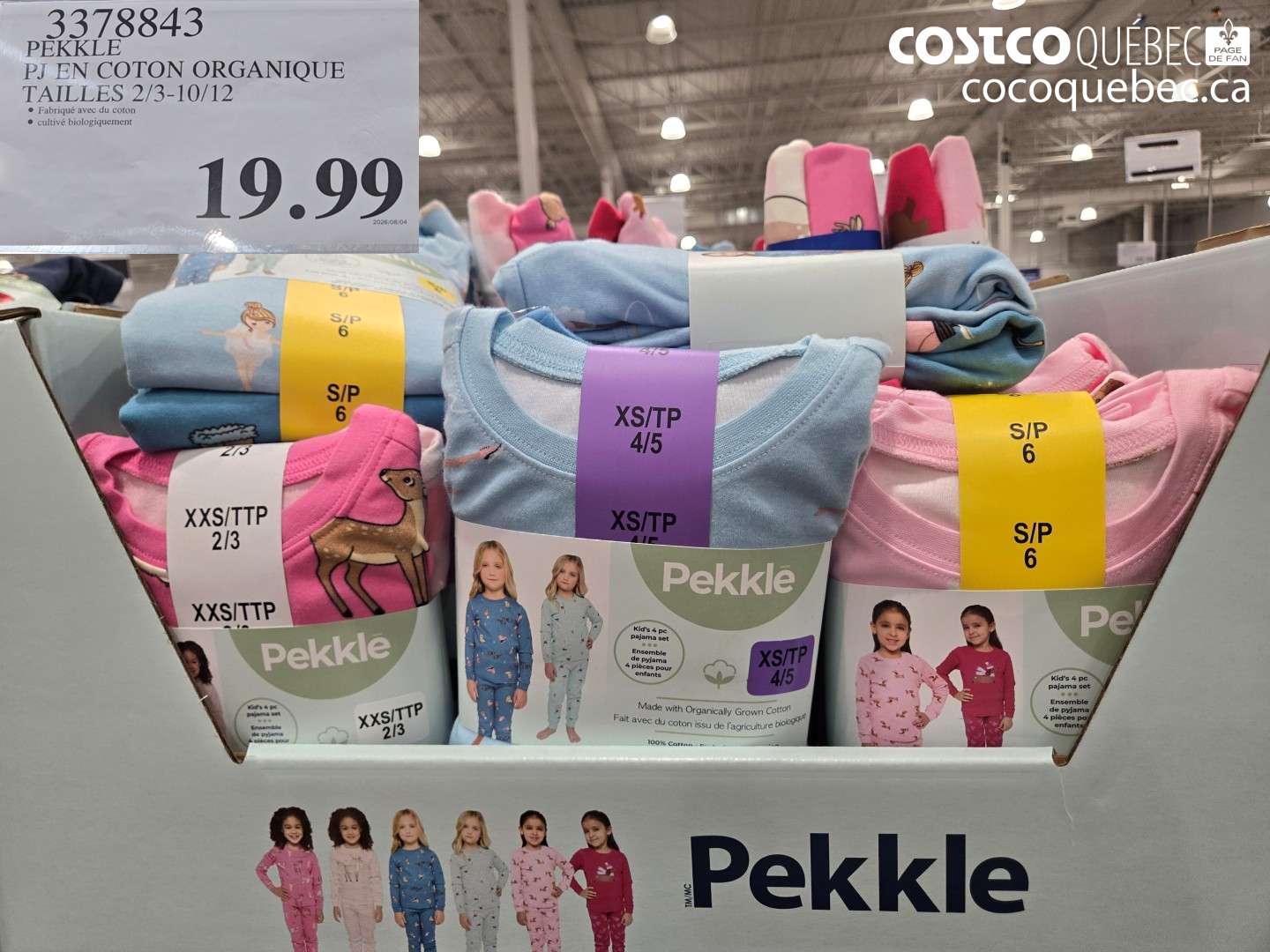 3378843 PEKKLE PJ EN COTON ORGANIQUE TAILLES 2/3-10/12 $19.99