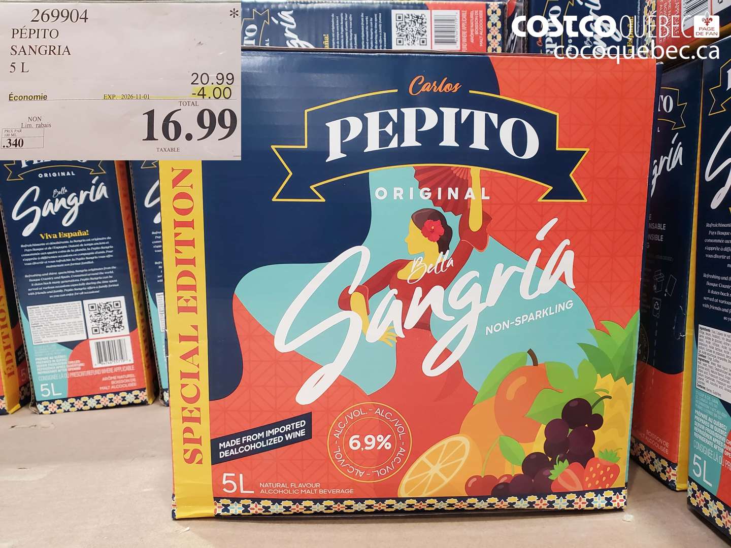 269904 PÉPITO SANGRIA 5 L ($4.00 INSTANT SAVINGS EXPIRES ON 2026-11-01) $16.99