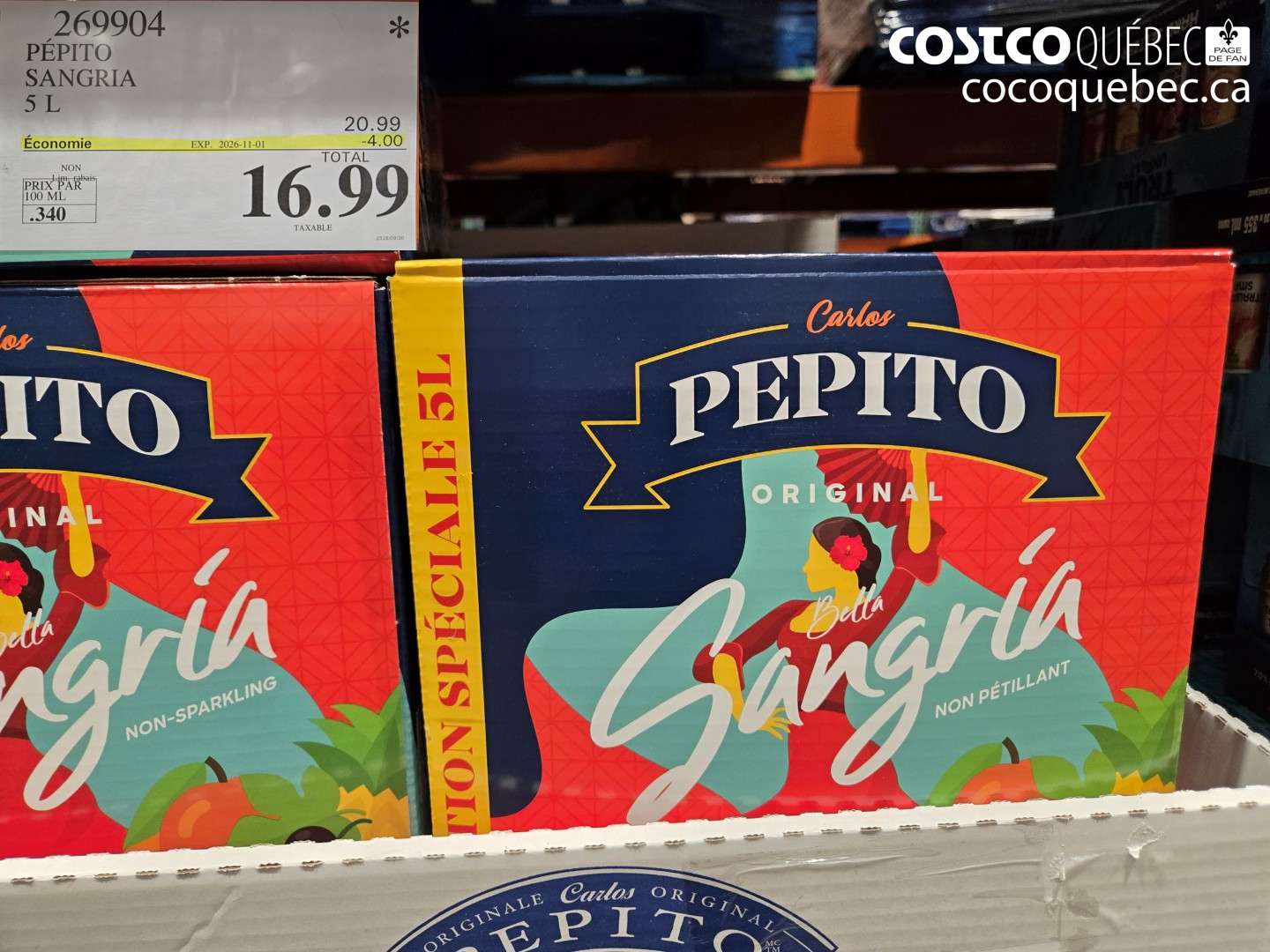 269904 PÉPITO SANGRIA 5 L ($4.00 INSTANT SAVINGS EXPIRES ON 2026-11-01) $16.99