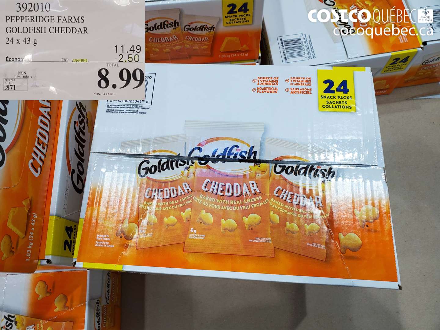 392010 PEPPERIDGE FARMS GOLDFISH CHEDDAR ($2.50 INSTANT SAVINGS EXPIRES ON 2026-10-11) $8.99