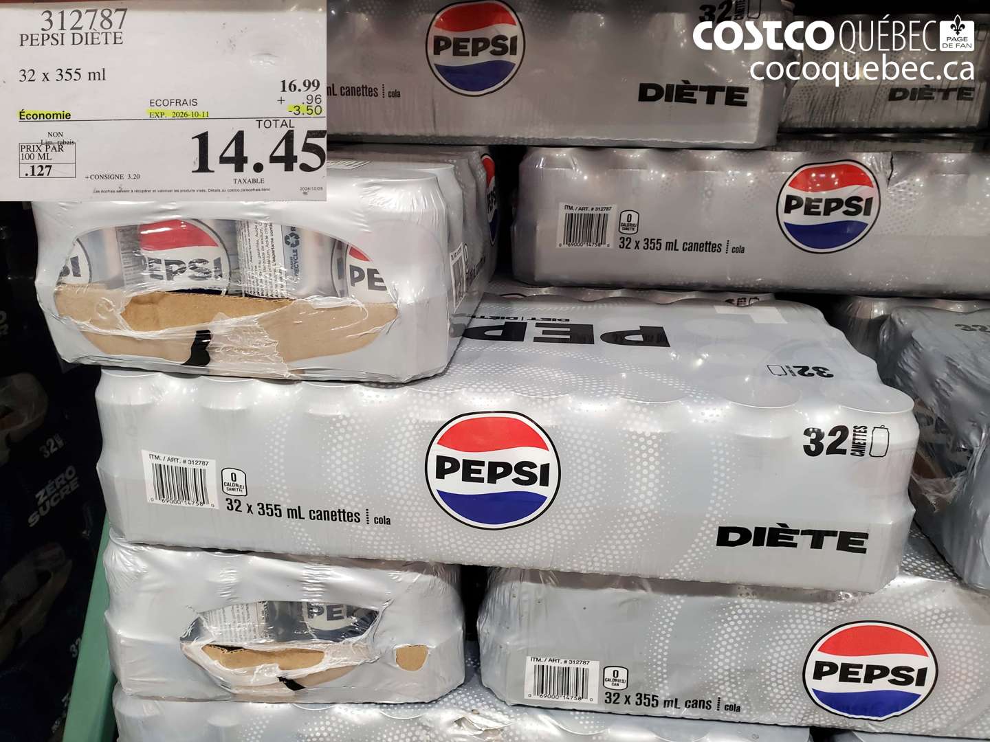 312787 PEPSI DIÈTE ($3.50 INSTANT SAVINGS EXPIRES ON 2026-10-11) $14.45