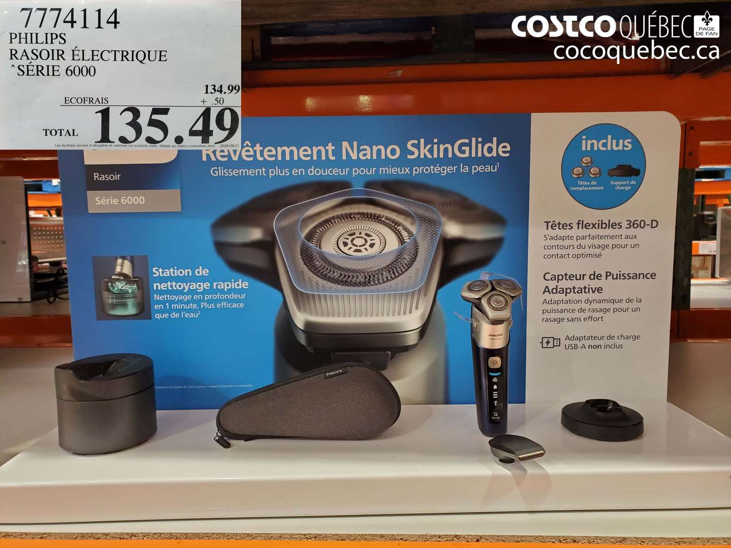 7774114 PHILIPS RASOIR ÉLECTRIQUE SÉRIE 6000 $135.49