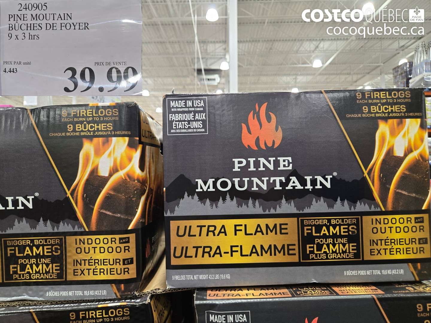 240905 PINE MOUNTAIN BÛCHES DE FOYER 9 X 3 HRS $39.99