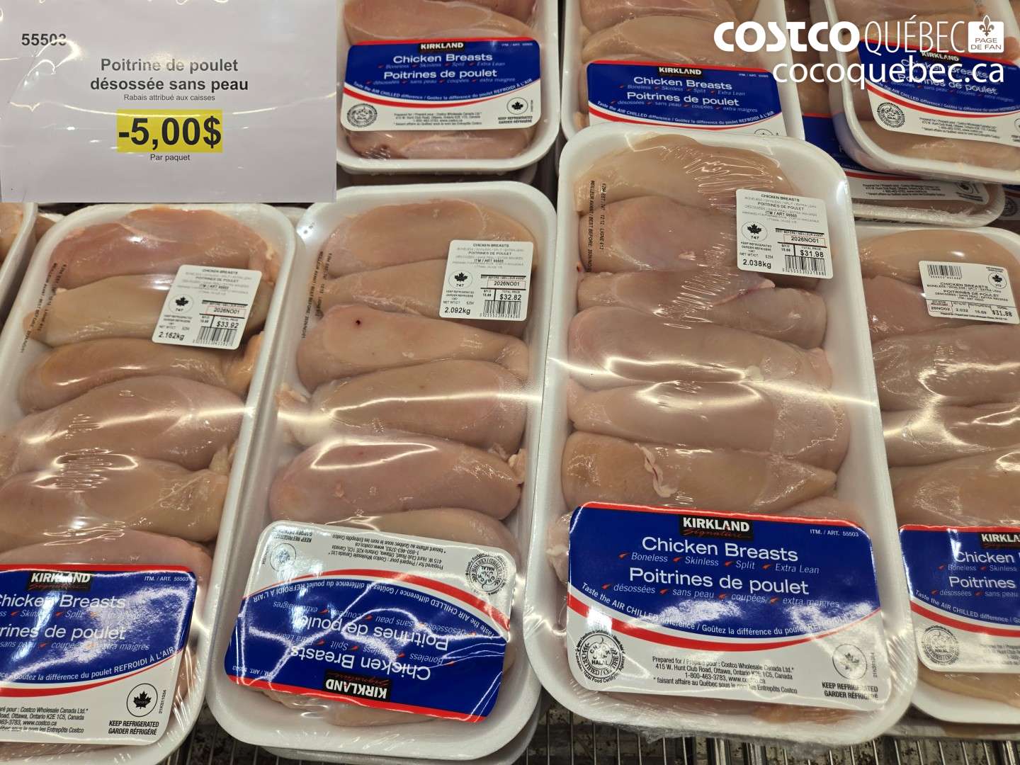 55503 POITRINE DE POULET DÉSOSSÉE SANS PEAU ($5.00 INSTANT SAVINGS)