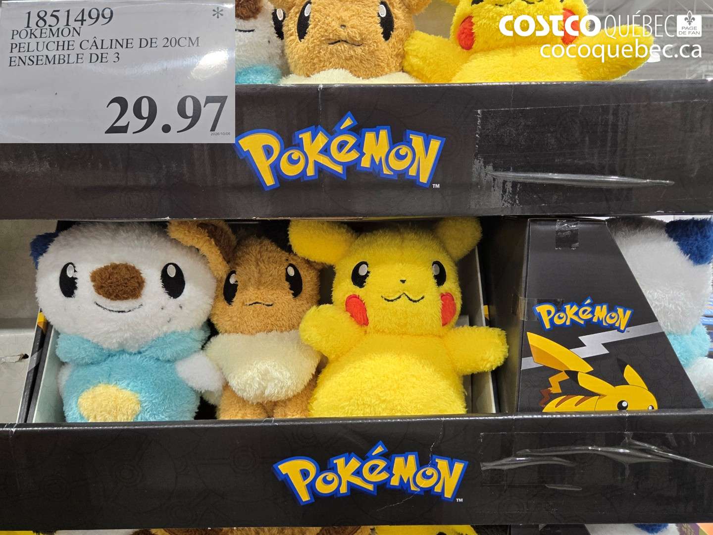 1851499 POKEMON PELUCHE CÂLINE DE 20CM ENSEMBLE DE 3 $29.97