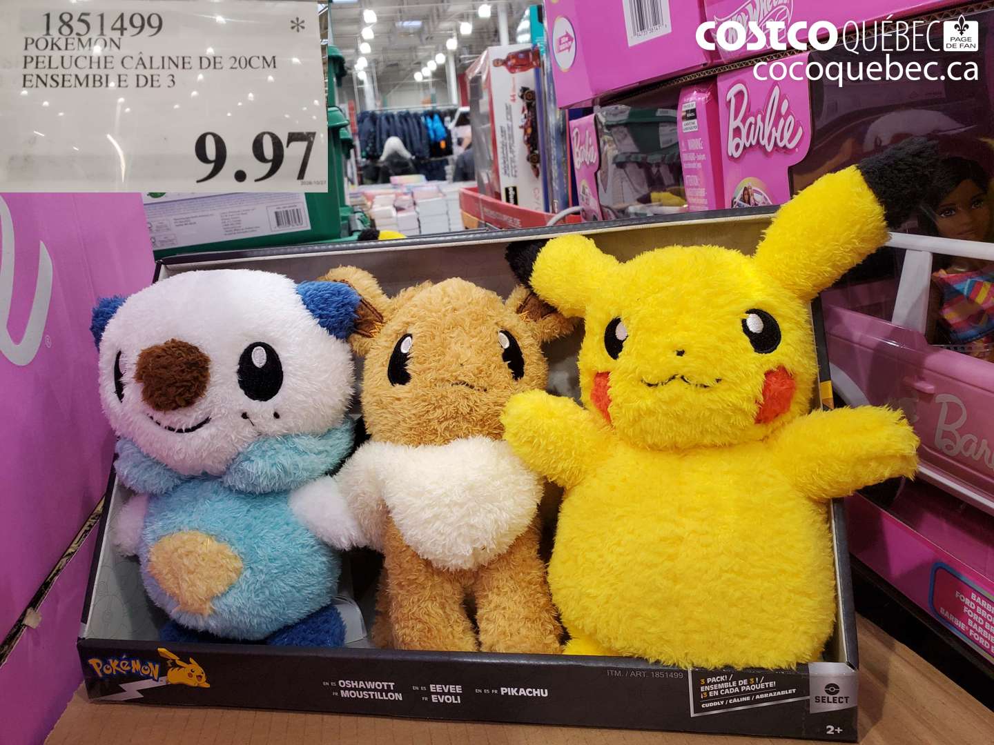 1851499 POKEMON PELUCHE CÂLINE DE 20CM ENSEMBLE DE 3 $9.97
