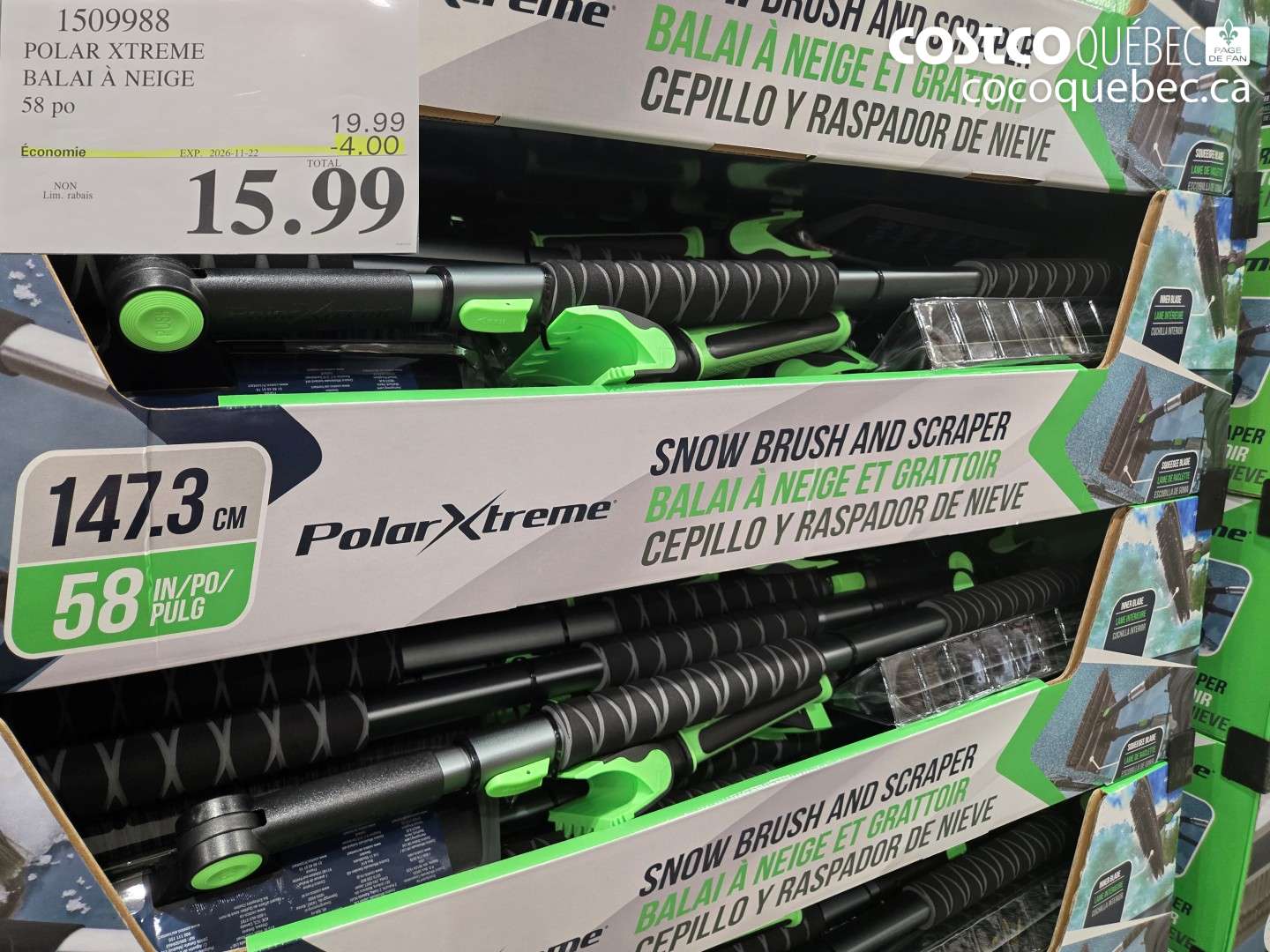 1509988 POLAR XTREME BALAI À NEIGE 58 PO ($4.00 INSTANT SAVINGS EXPIRES ON 2026-11-22) $15.99