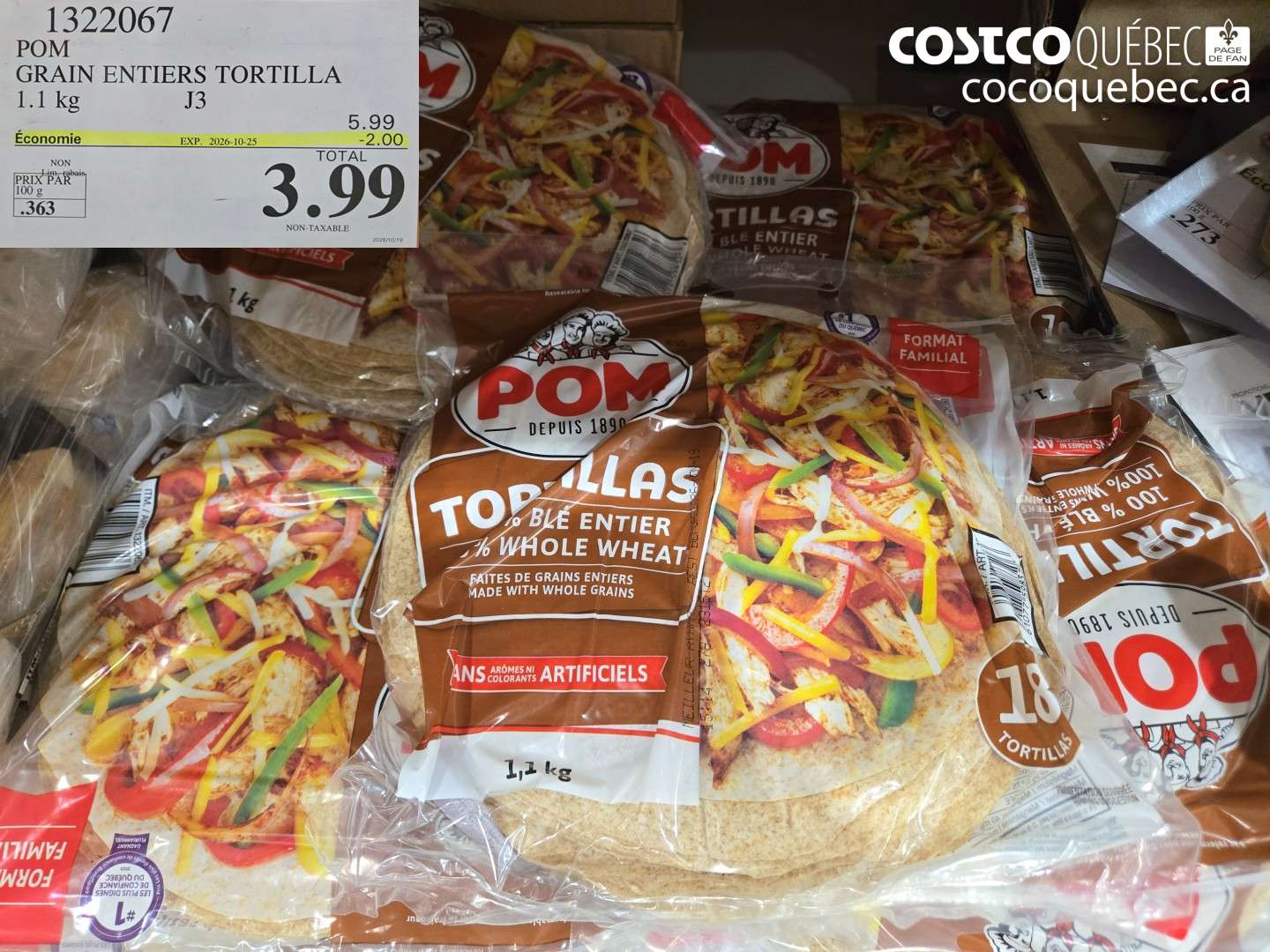 1322067 POM GRAIN ENTIERS TORTILLA ($2.00 INSTANT SAVINGS EXPIRES ON 2026-10-25) $3.99