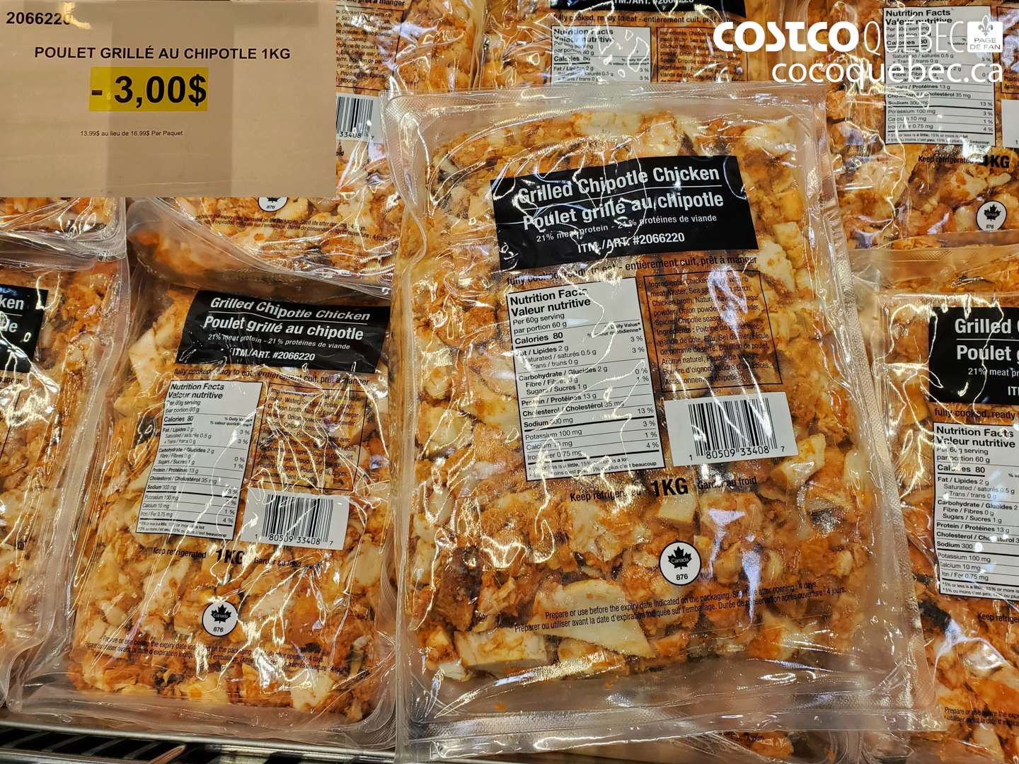 2066220 POULET GRILLÉ AU CHIPOTLE 1KG ($3.00 INSTANT SAVINGS) $13.99