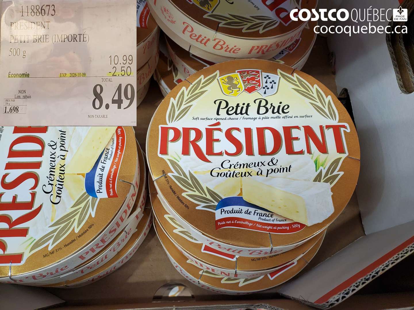 1188673 PRESIDENT PETIT BRIE (IMPORTE) ($2.50 INSTANT SAVINGS EXPIRES ON 2026-10-09) $8.49