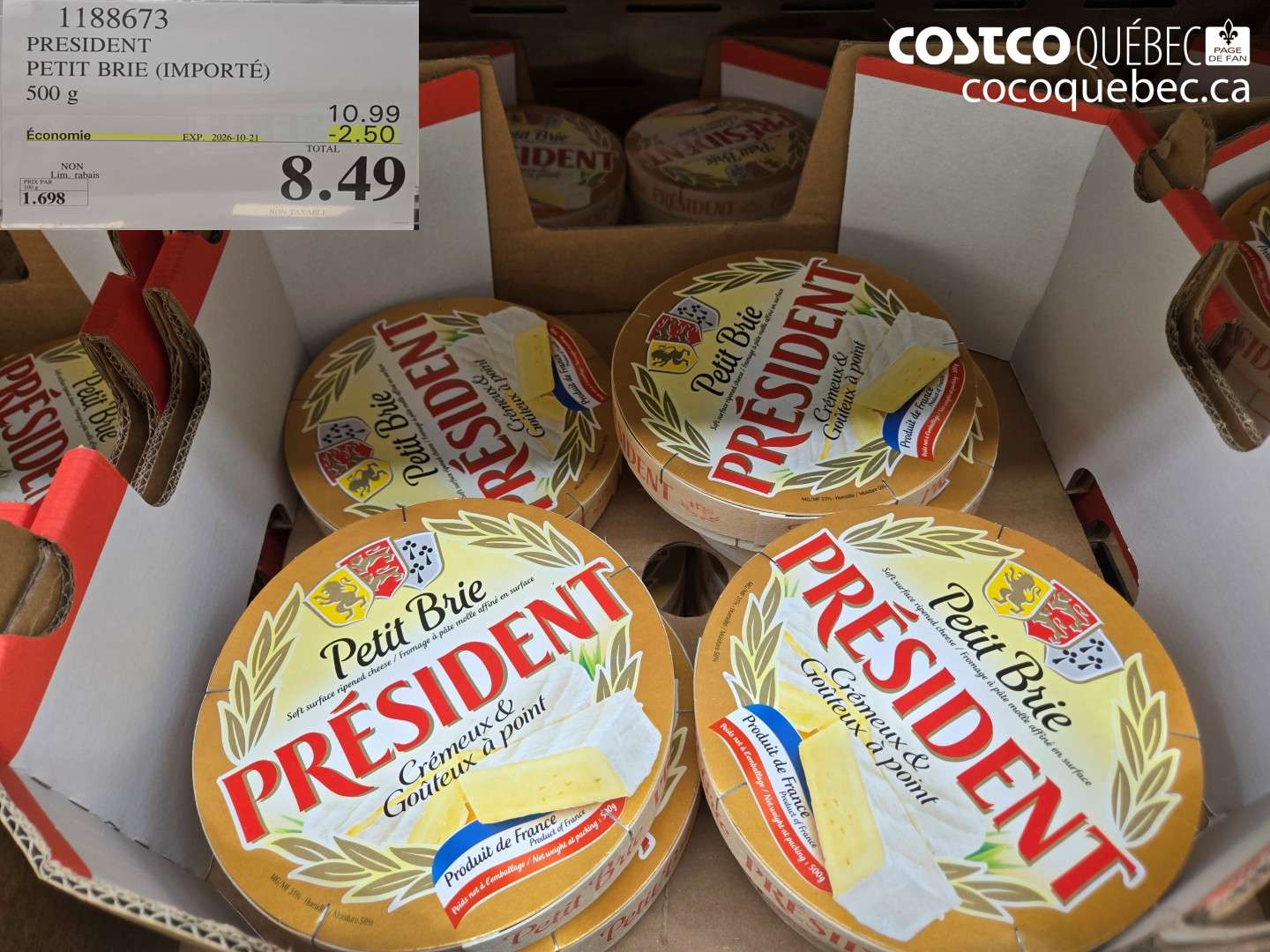 1188673 PRESIDENT PETIT BRIE (IMPORTÉ) ($2.50 INSTANT SAVINGS EXPIRES ON 2026-10-21) $8.49
