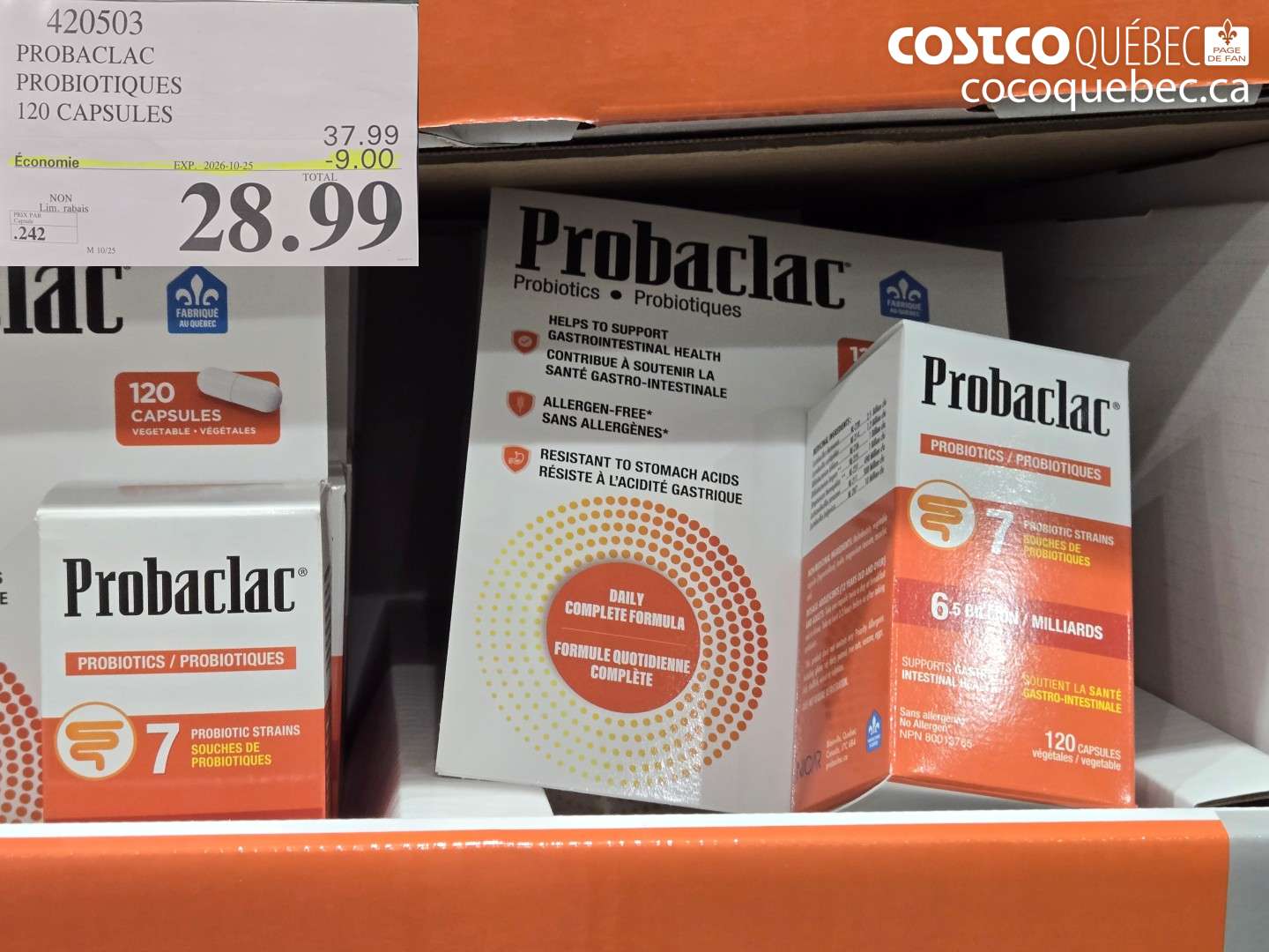 420503 PROBACLAC PROBIOTIQUES 120 CAPSULES ($9.00 INSTANT SAVINGS EXPIRES ON 2026-10-25) $28.99