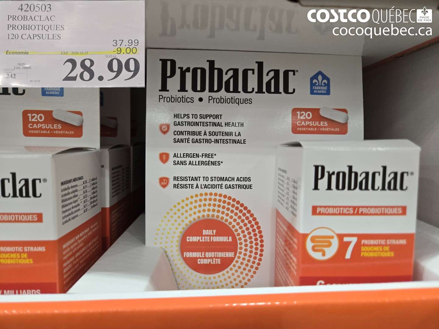 420503 PROBACLAC PROBIOTIQUES 120 CAPSULES ($9.00 INSTANT SAVINGS EXPIRES ON 2026-10-25) $28.99