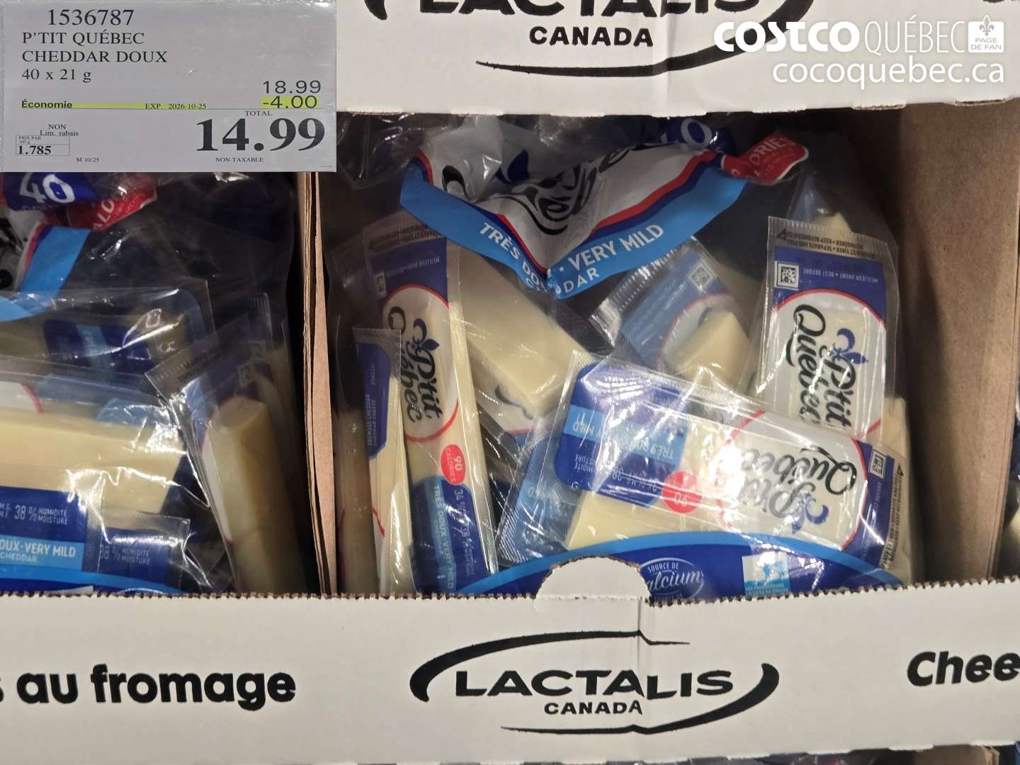 1536787 P'TIT QUÉBEC CHEDDAR DOUX ($4.00 INSTANT SAVINGS EXPIRES ON 2026-10-25) $14.99