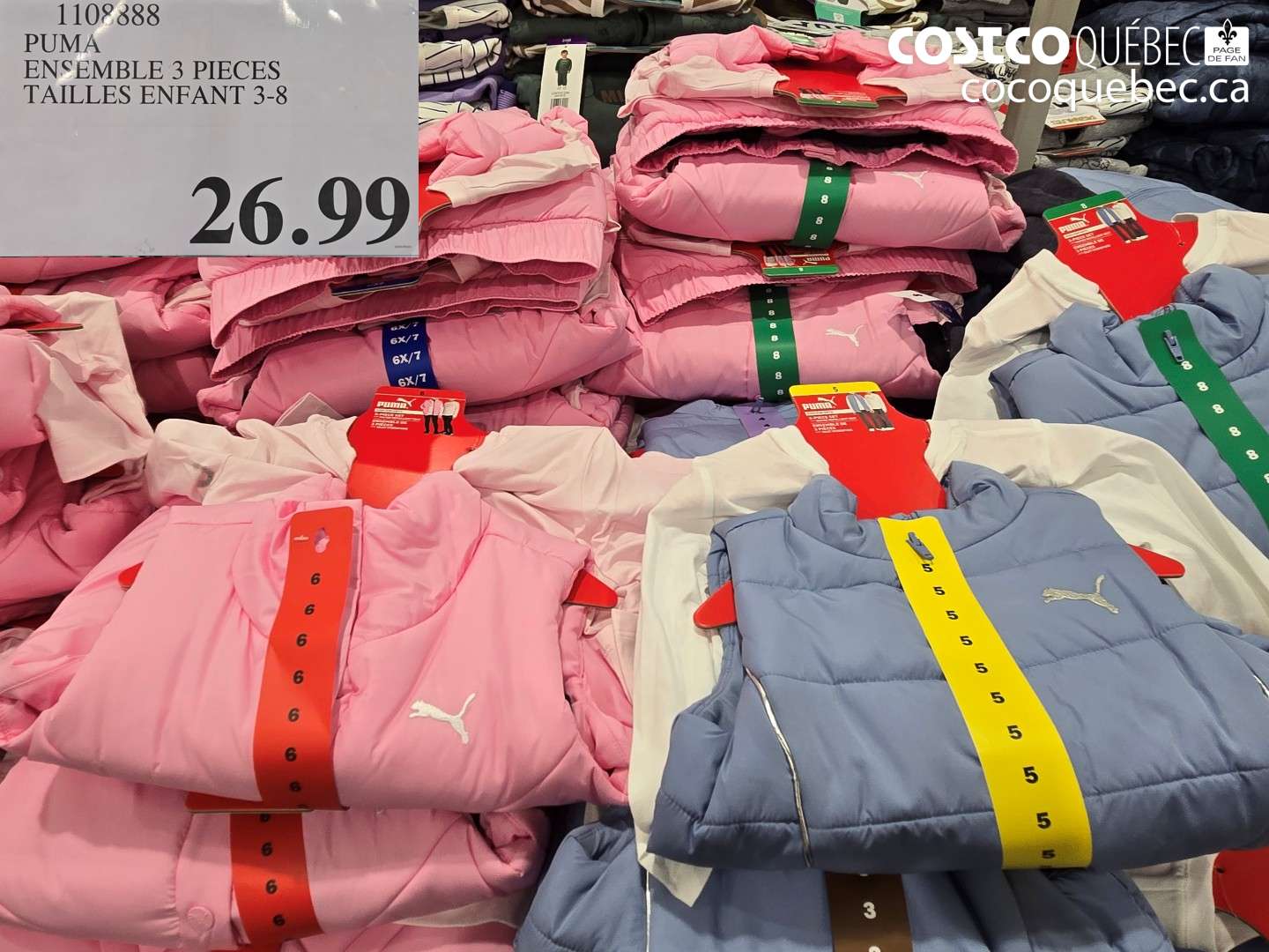 1108888 PUMA ENSEMBLE 3 PIECES TAILLES ENFANT 3-8 $26.99