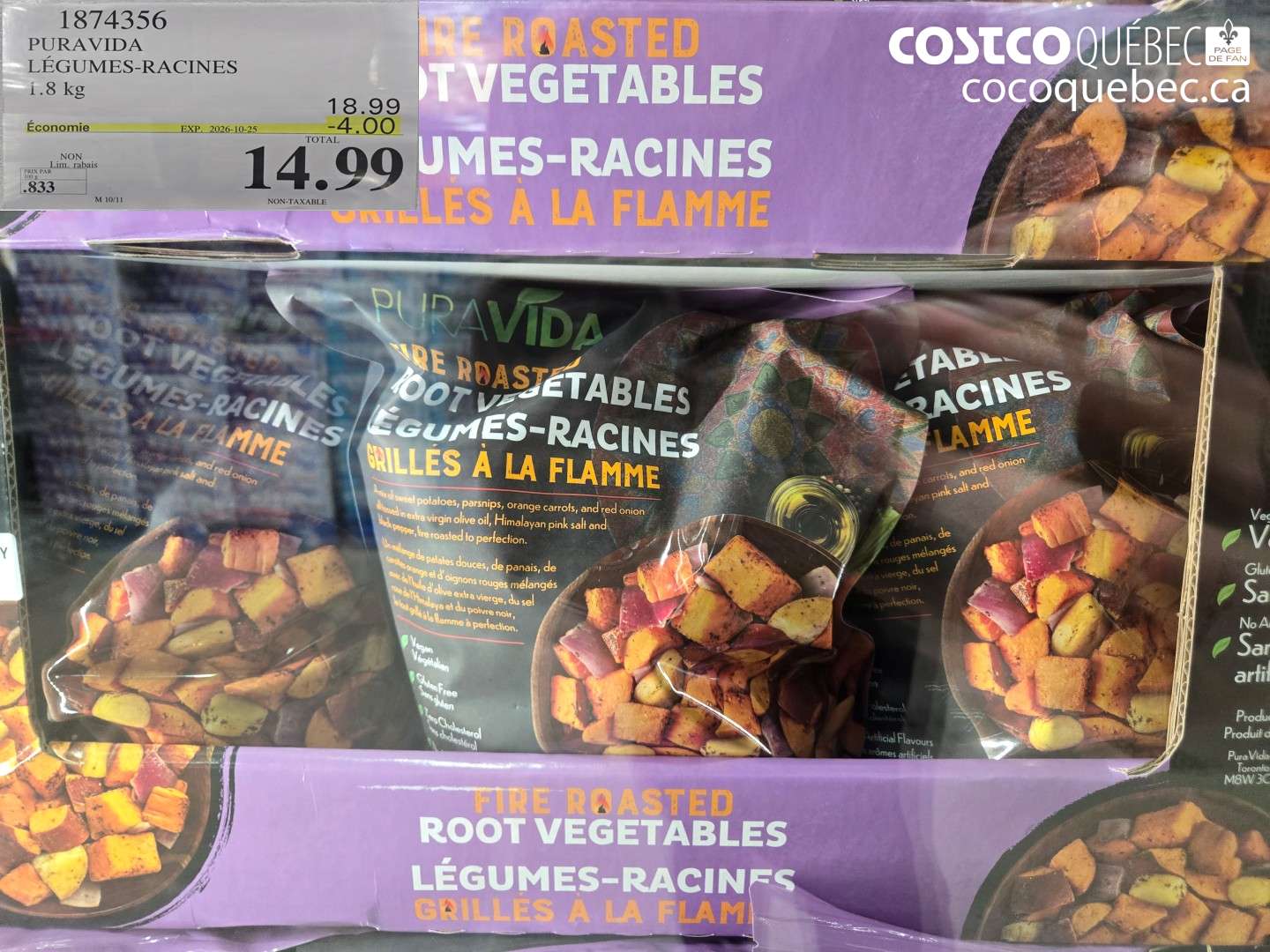 1874356 PURA VIDA LÉGUMES-RACINES 1.8 KG ($4.00 INSTANT SAVINGS EXPIRES ON 2026-10-25) $14.99