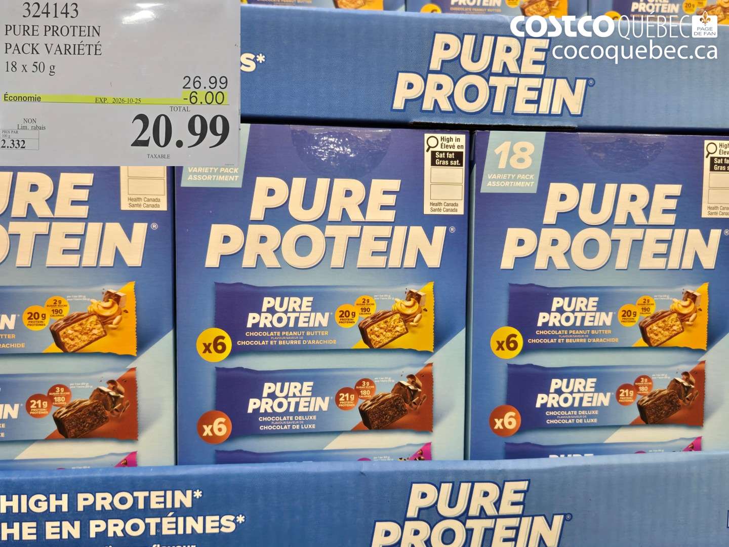324143 PURE PROTEIN PACK VARIÉTÉ ($6.00 INSTANT SAVINGS EXPIRES ON 2026-10-25) $20.99