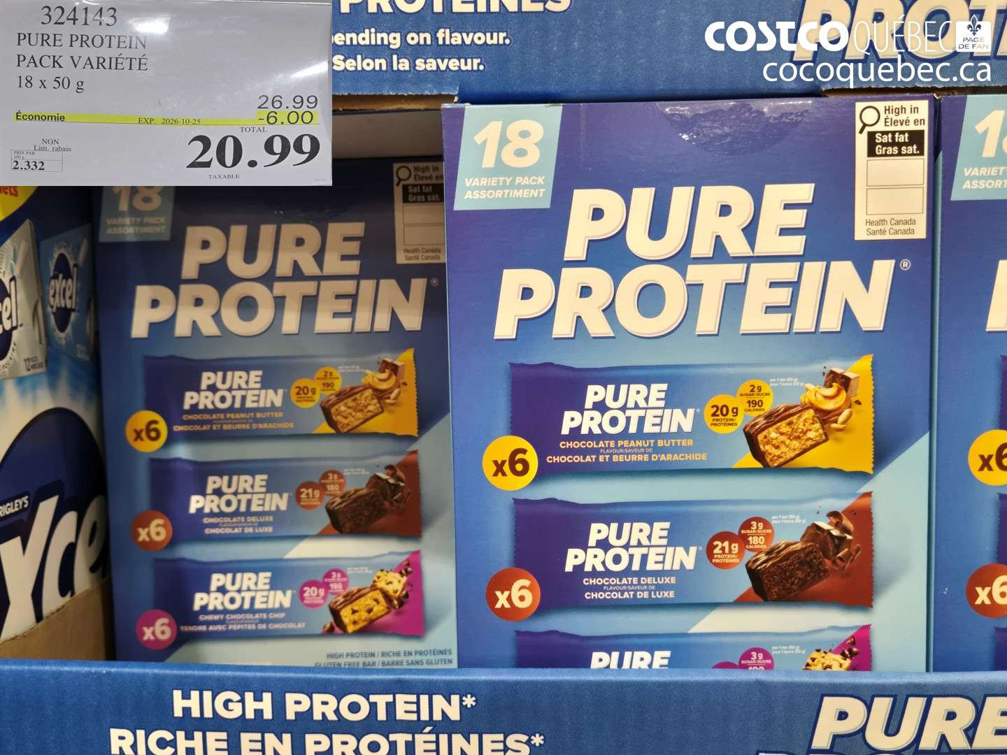 324143 PURE PROTEIN PACK VARIÉTÉ ($6.00 INSTANT SAVINGS EXPIRES ON 2026-10-25) $20.99