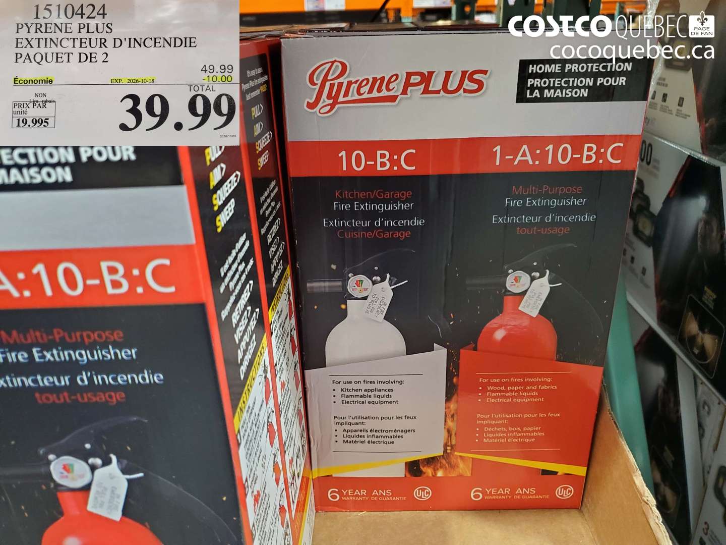 1510424 PYRENE PLUS EXTINCTEUR D'INCENDIE PAQUET DE 2 ($10.00 INSTANT SAVINGS EXPIRES ON 2026-10-18) $39.99