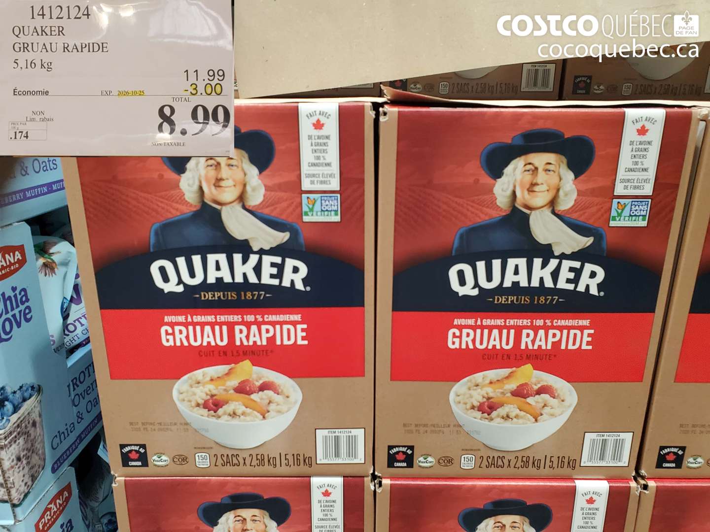 1412124 QUAKER GRUAU RAPIDE ($3.00 INSTANT SAVINGS EXPIRES ON 2026-10-25) $8.99