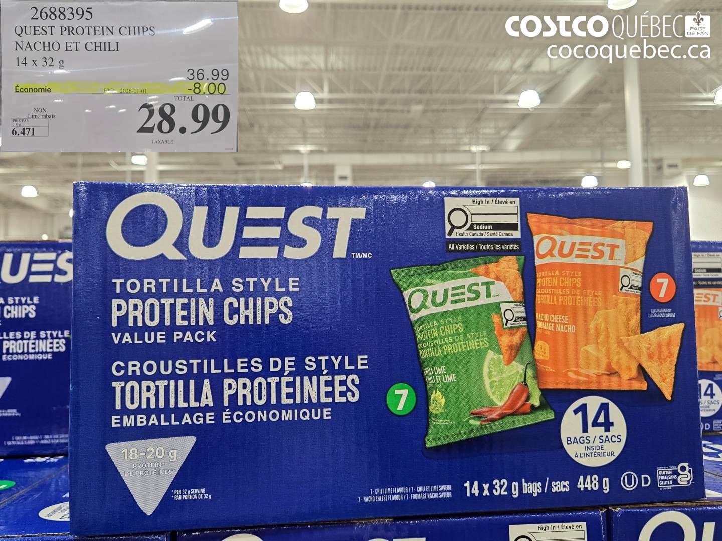 2688395 QUEST PROTEIN CHIPS NACHO ET CHILI ($8.00 INSTANT SAVINGS EXPIRES ON 2026-11-01) $28.99