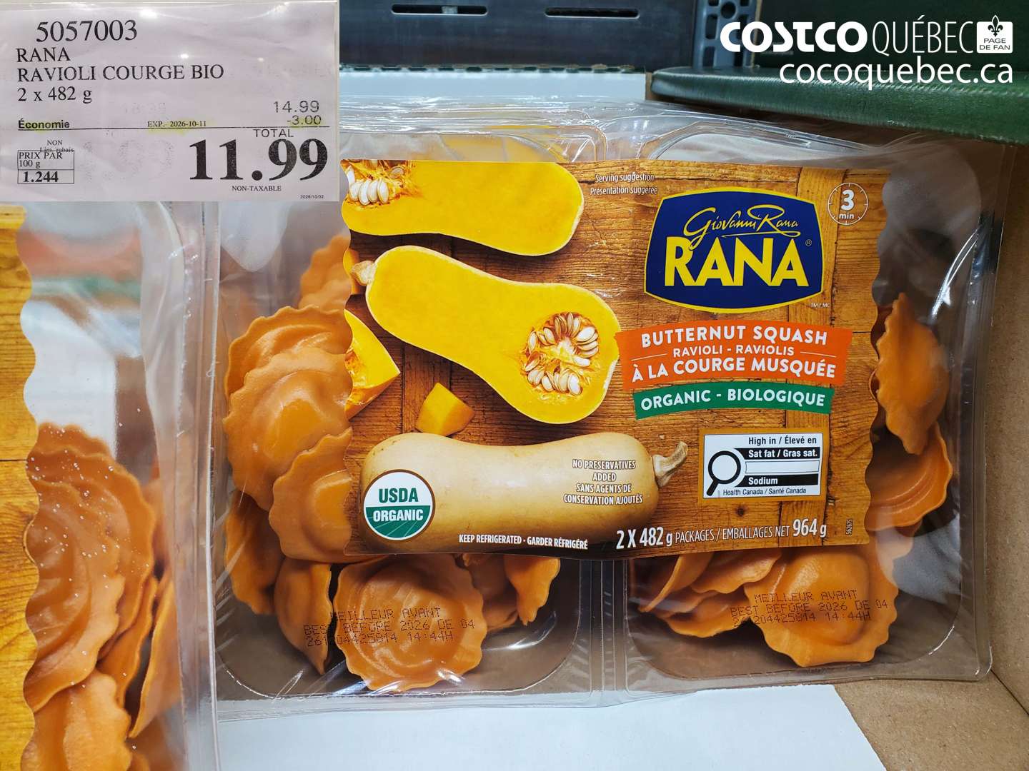 5057003 RANA RAVIOLI COURGE BIO ($3.00 INSTANT SAVINGS EXPIRES ON 2026-10-11) $11.99