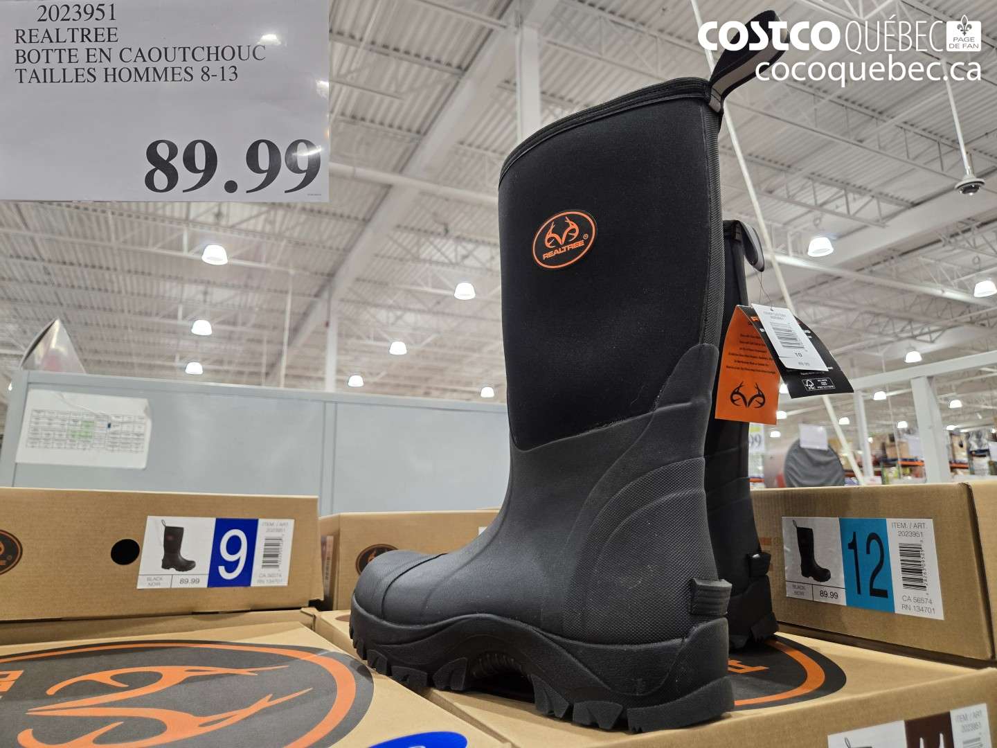 2023951 REALTREE BOTTE EN CAOUTCHOUC TAILLES HOMMES 8-13 $89.99