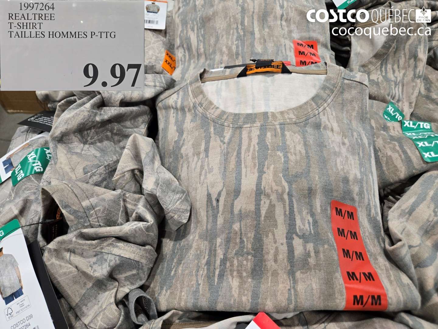 1997264 REALTREE T-SHIRT TAILLES HOMMES P-TTG $9.97