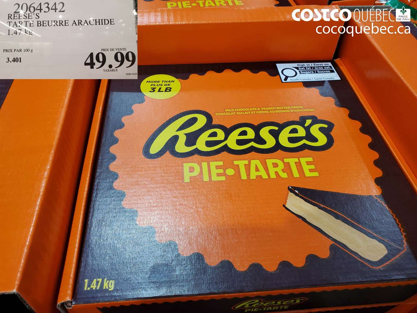 2064342 REESE'S TARTE BEURRE ARACHIDE $49.99