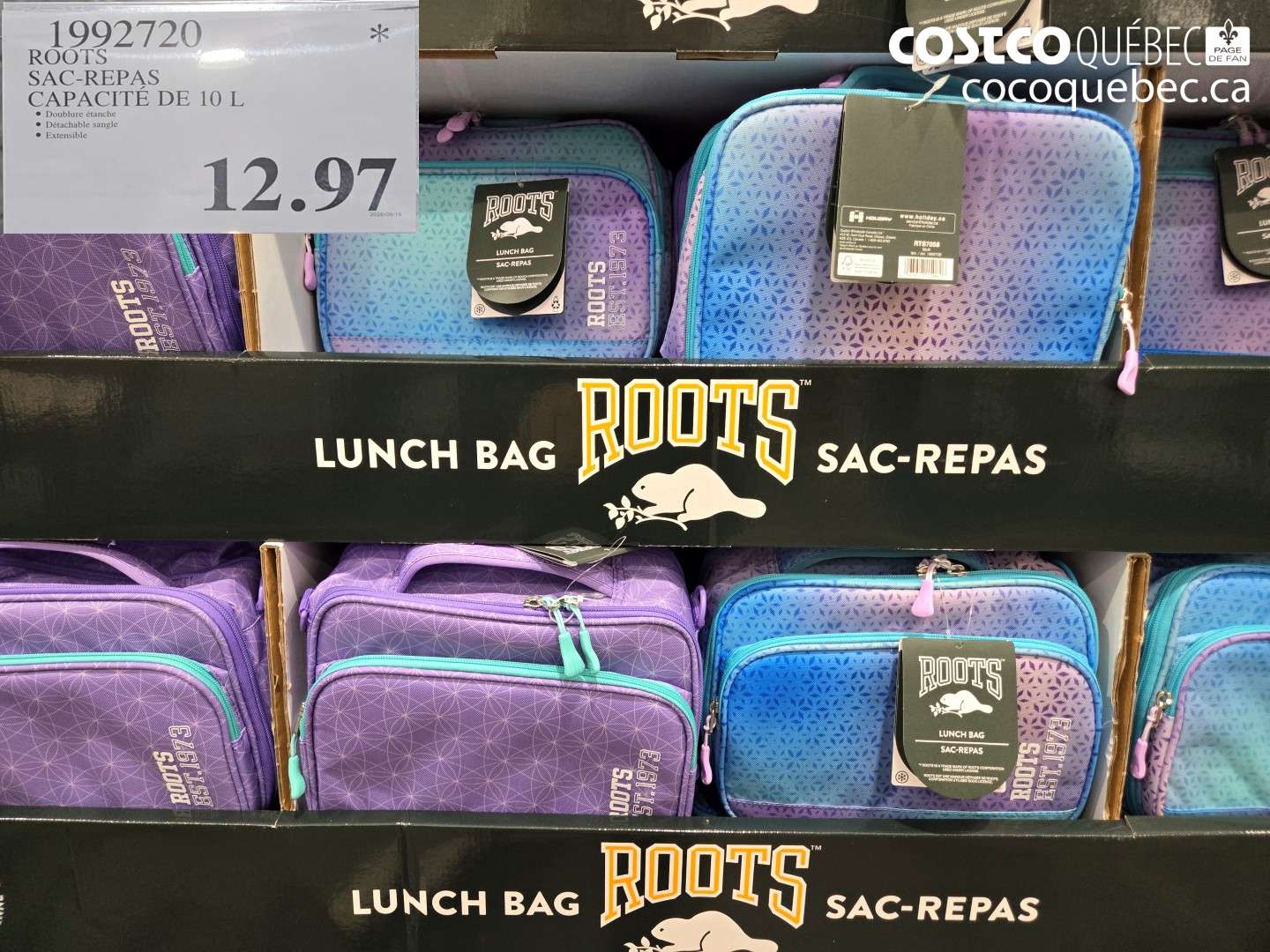 1992720 ROOTS SAC-REPAS CAPACITÉ DE 10 L $12.97