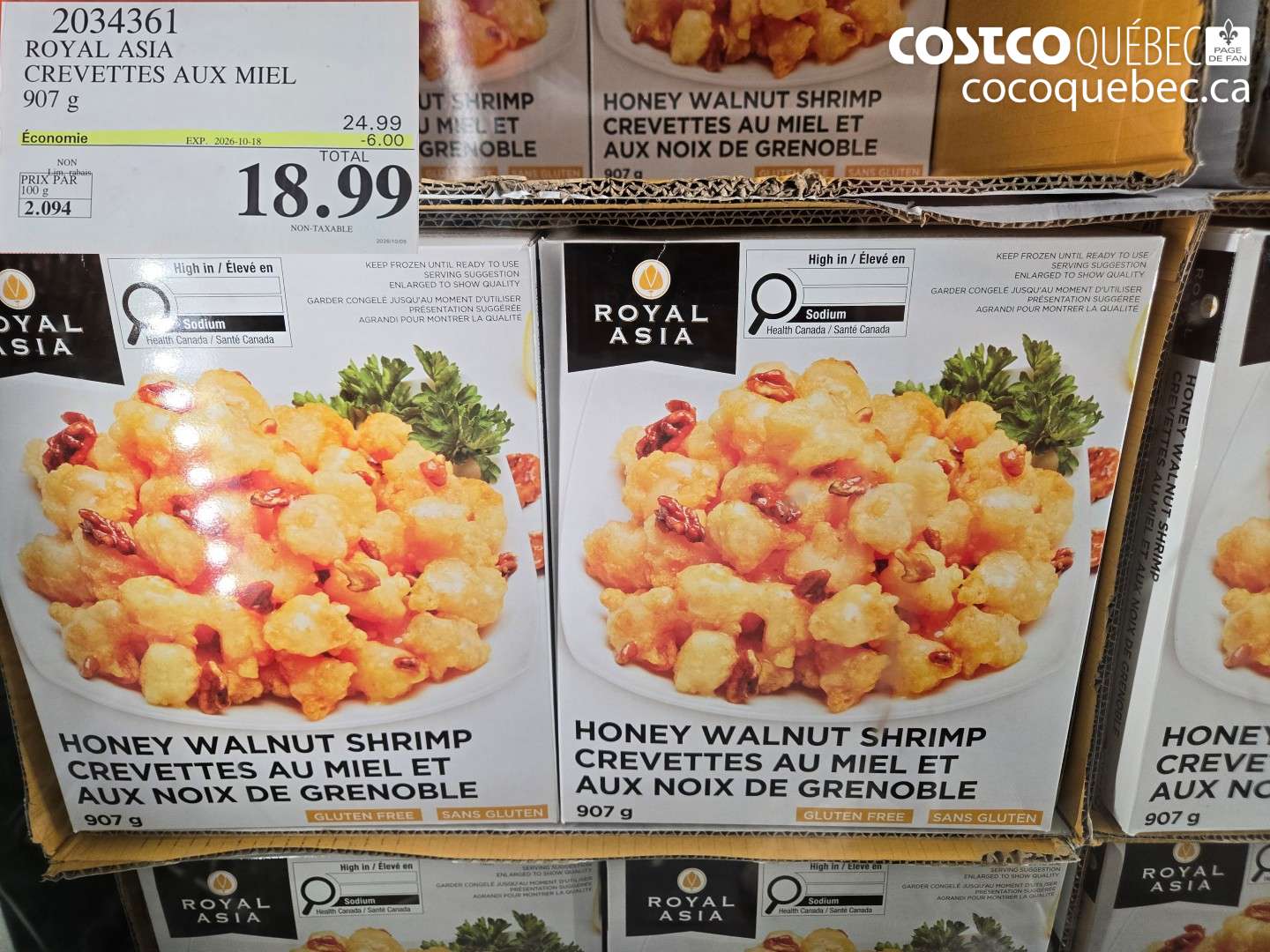 2034361 ROYAL ASIA CREVETTES AUX MIEL 907 G ($6.00 INSTANT SAVINGS EXPIRES ON 2026-10-18) $18.99