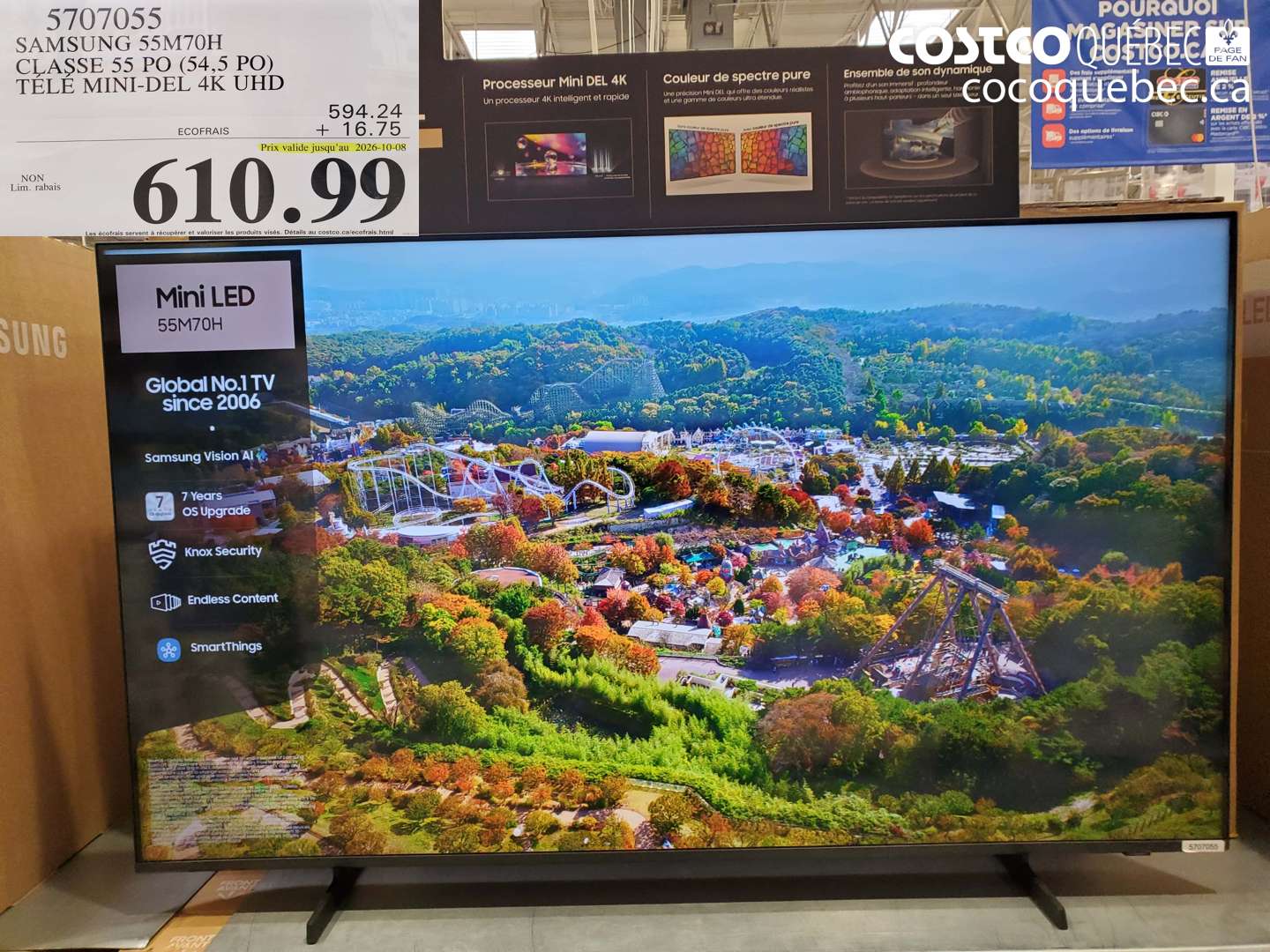5707055 SAMSUNG 55M70H CLASSE 55 PO (54.5 PO) TÉLÉ MINI-DEL 4K UHD (EXPIRES ON 2026-10-08) $610.99