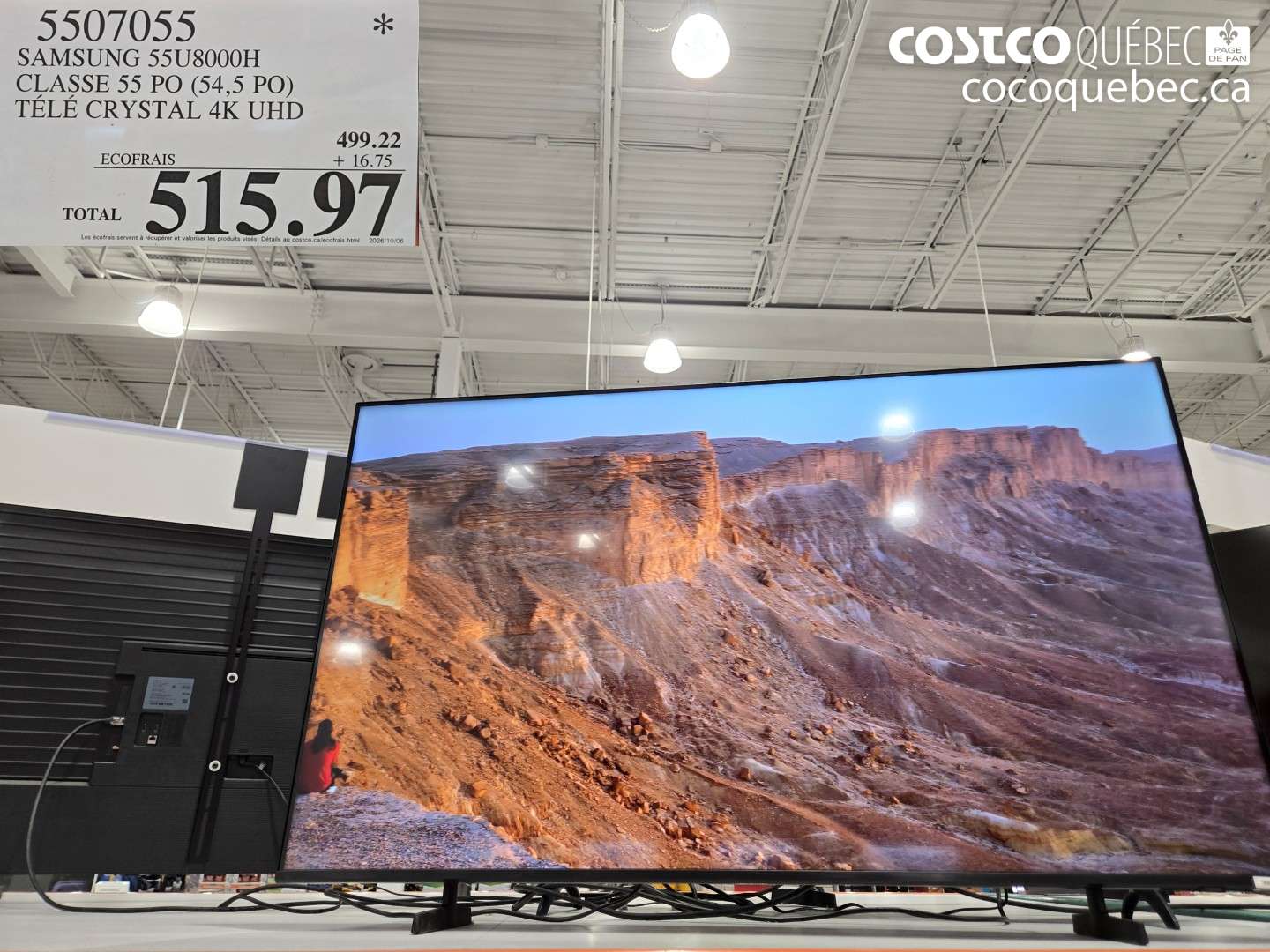 5507055 SAMSUNG 55U8000H CLASSE 55 PO (54.5 PO) TÉLÉ CRYSTAL 4K UHD $515.97