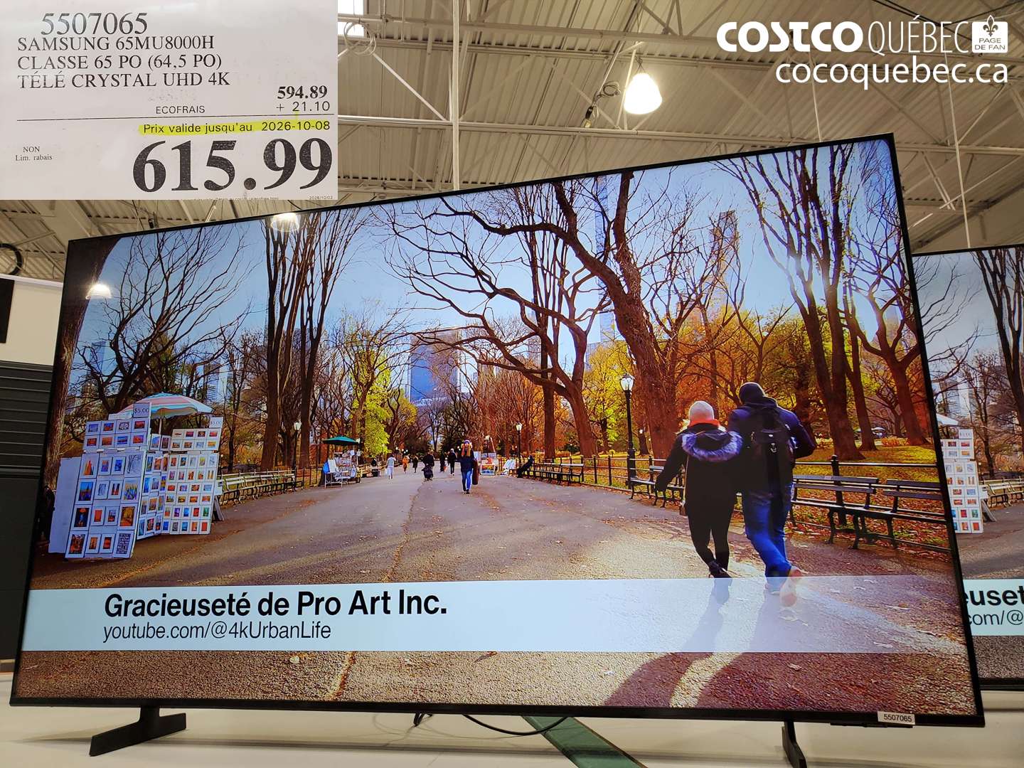 5507065 SAMSUNG 65MU8000H CLASSE 65 PO (64,5 PO) TÉLÉ CRYSTAL UHD 4K (EXPIRES ON 2026-10-08) $615.99