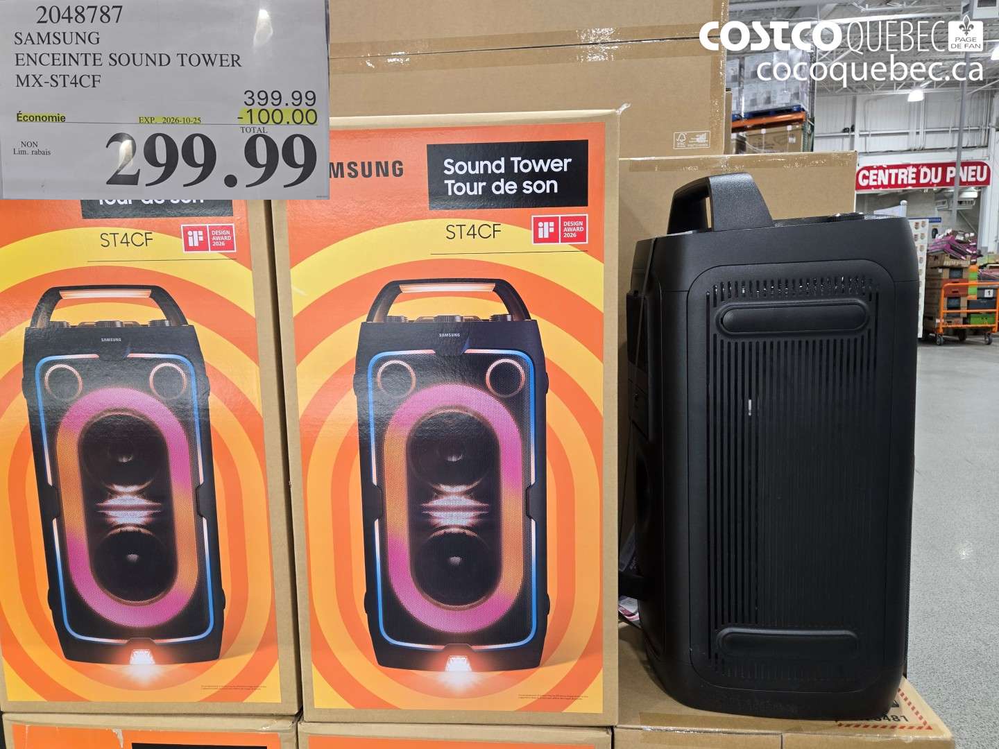 2048787 SAMSUNG ENCEINTE SOUND TOWER MX-ST4CF ($100.00 INSTANT SAVINGS EXPIRES ON 2026-10-25) $299.99