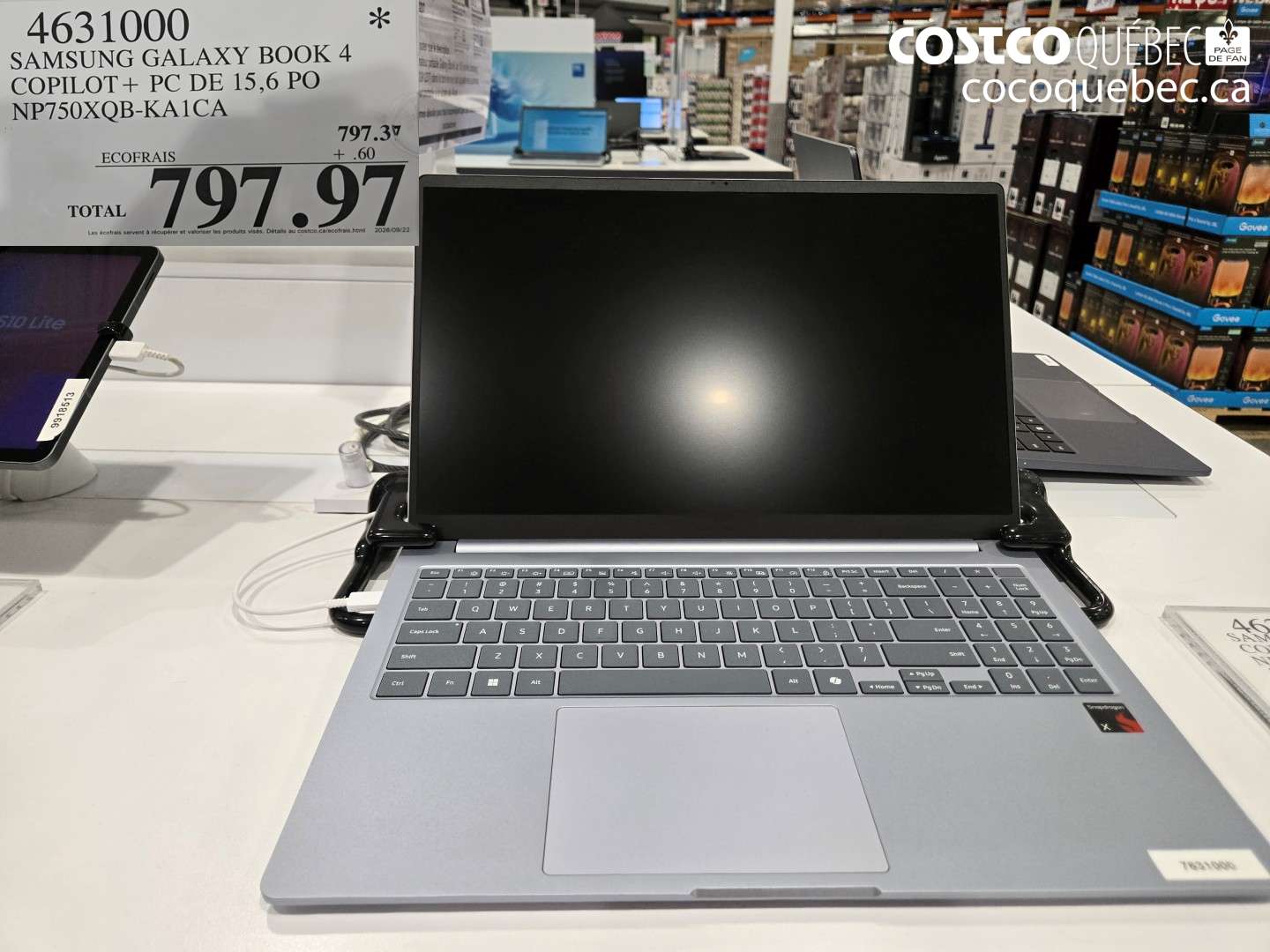 4631000 SAMSUNG GALAXY BOOK 4 COPILOT+ PC DE 15.6 PO NP750XQB-KA1CA $797.97