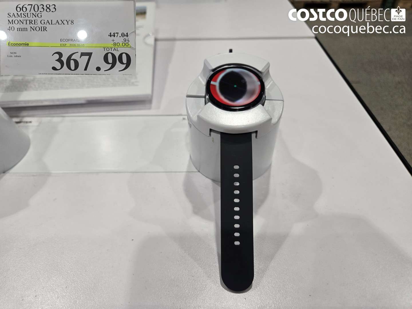 6670383 SAMSUNG MONTRE GALAXY8 40 MM NOIR ($80.00 INSTANT SAVINGS EXPIRES ON 2026-10-15) $367.99