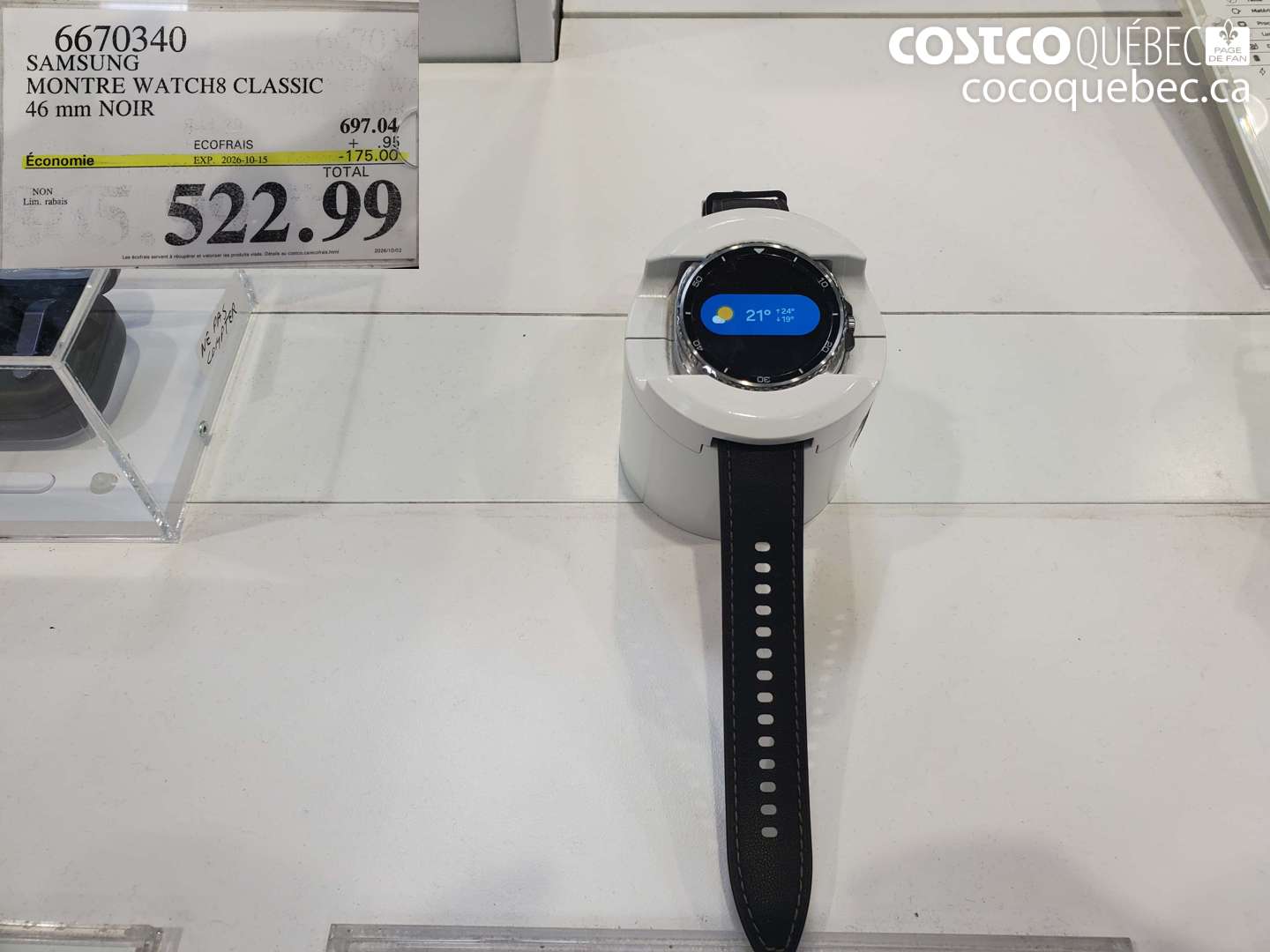 6670340 SAMSUNG MONTRE WATCH8 CLASSIC 46 MM NOIR ($175.00 INSTANT SAVINGS EXPIRES ON 2026-10-15) $522.99
