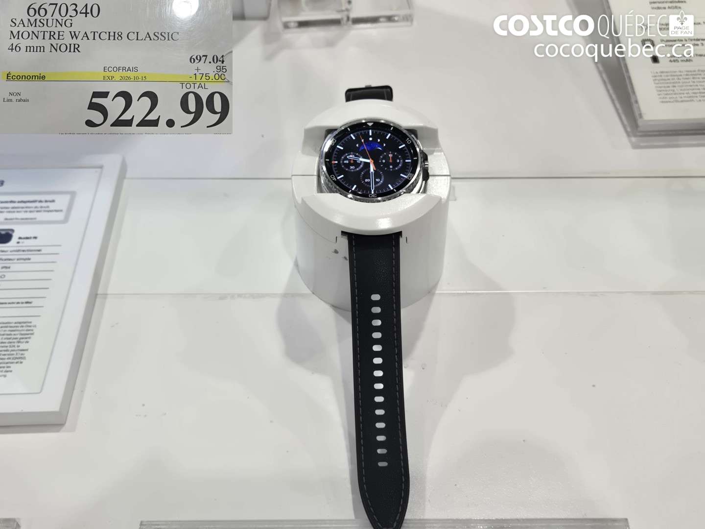 6670340 SAMSUNG MONTRE WATCH8 CLASSIC 46 MM NOIR ($175.00 INSTANT SAVINGS EXPIRES ON 2026-10-15) $522.99