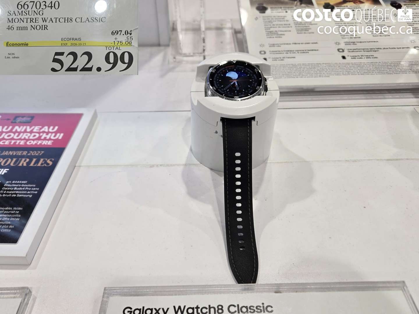 6670340 SAMSUNG MONTRE WATCH8 CLASSIC 46 MM NOIR ($175.00 INSTANT SAVINGS EXPIRES ON 2026-10-15) $522.99