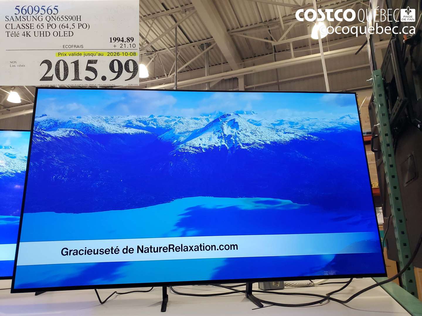 5609565 SAMSUNG QN65S90H CLASSE 65 PO (64.5 PO) TÉLÉ 4K UHD OLED (EXPIRES ON 2026-10-08) $2015.99