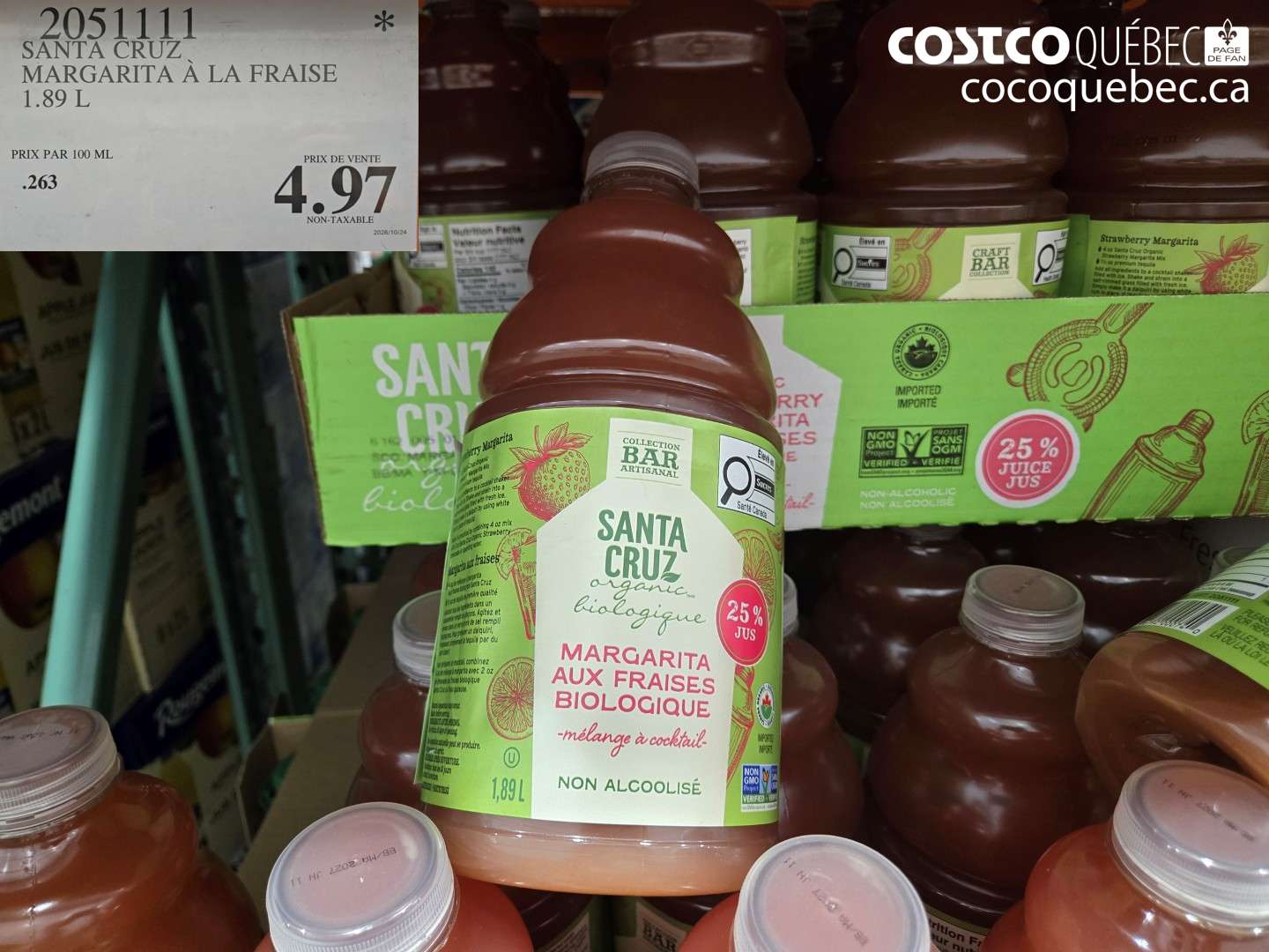 2051111 SANTA CRUZ MARGARITA À LA FRAISE 1.89 L $4.97
