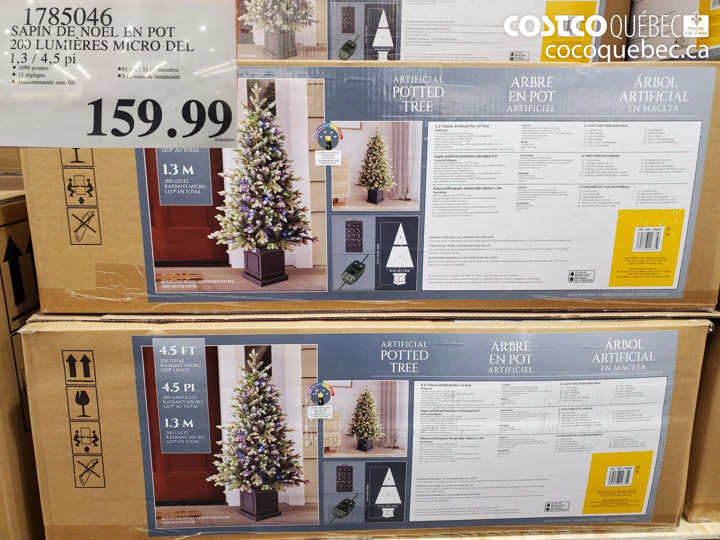 1785046 SAPIN DE NOËL EN POT 200 LUMIÈRES MICRO DEL 1,3 / 4,5 PI $159.99