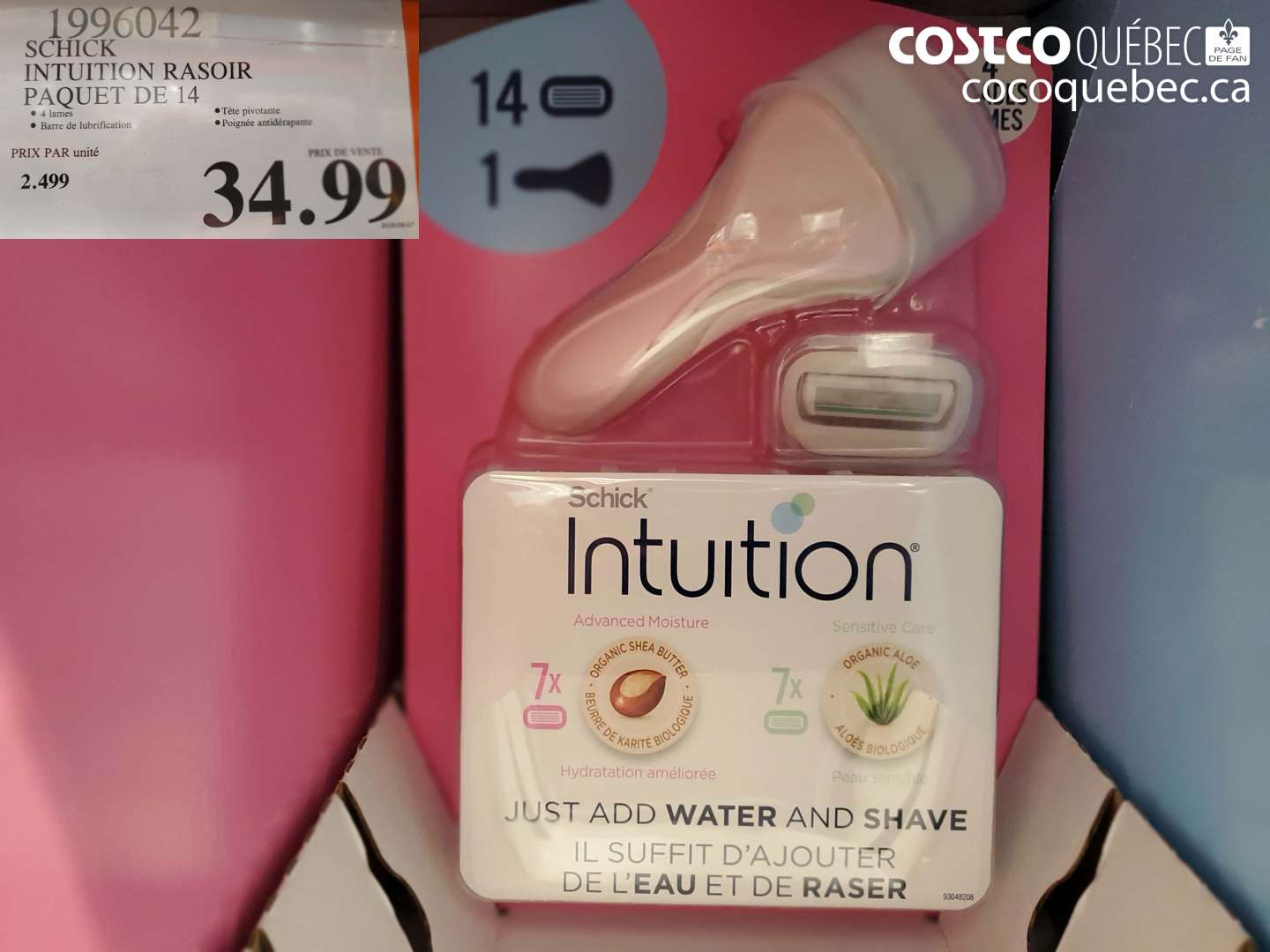 1996042 SCHICK INTUITION RASOIR PAQUET DE 14 $34.99