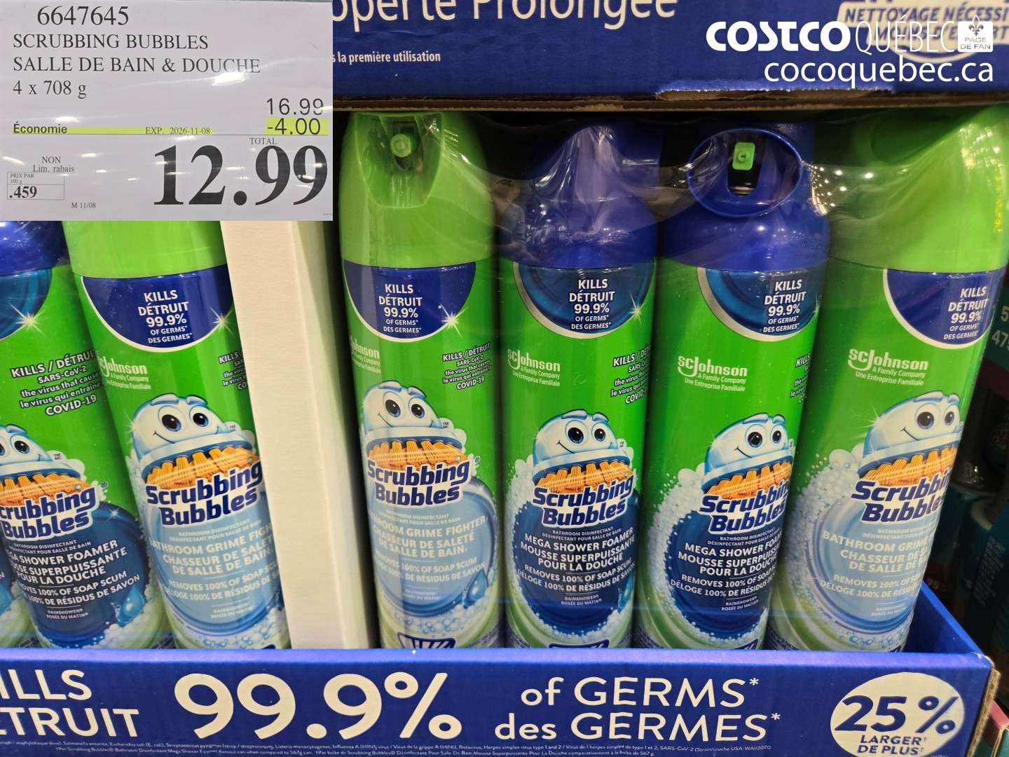 6647645 SCRUBBING BUBBLES SALLE DE BAIN & DOUCHE ($4.00 INSTANT SAVINGS EXPIRES ON 2026-11-08) $12.99