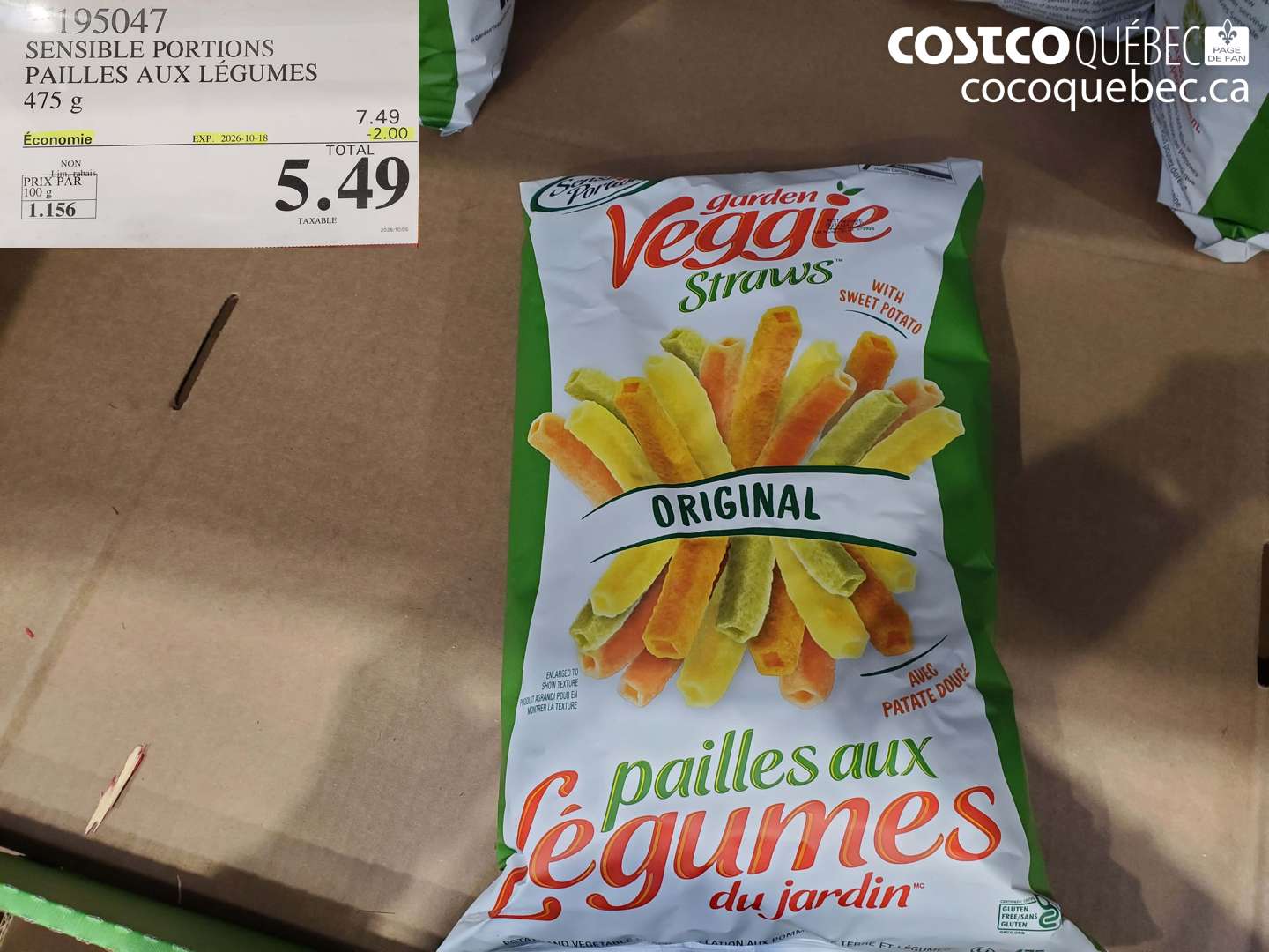 195047 SENSIBLE PORTIONS PAILLES AUX LÉGUMES ($2.00 INSTANT SAVINGS EXPIRES ON 2026-10-18) $5.49